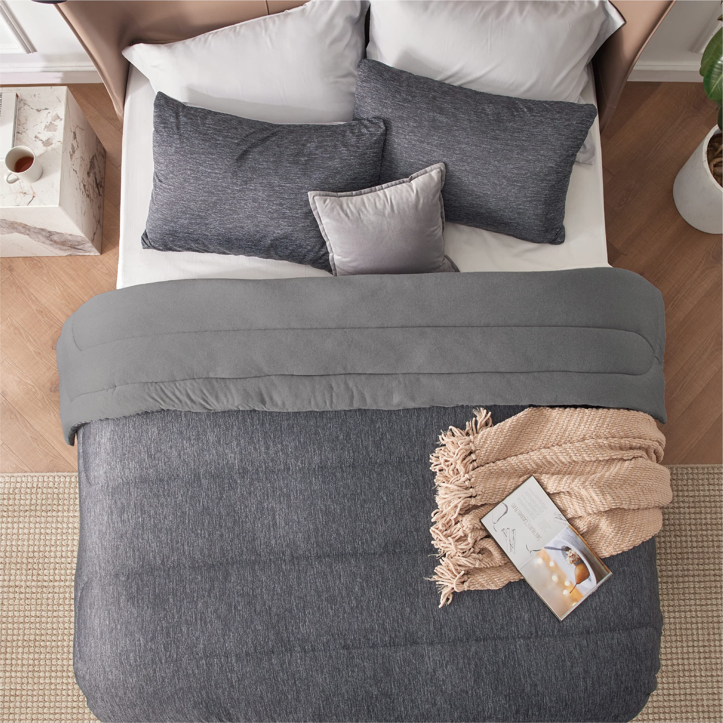 Foto 5 | Juego De Edredón Bedsure Queen Size, Gris Oscuro, 3 Piezas - Venta Internacional.