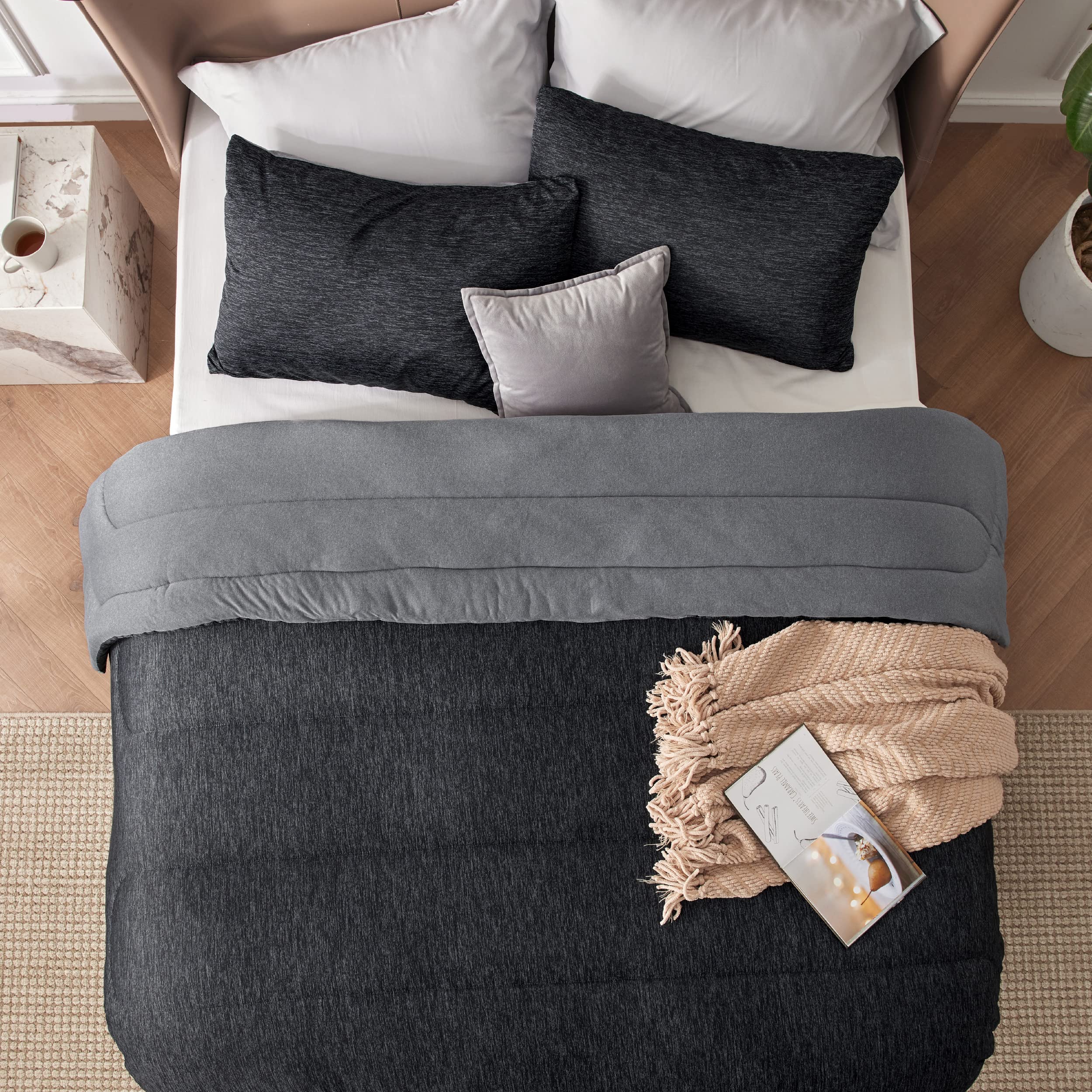 Foto 5 | Juego De Edredón Bedsure Tamaño Queen Frío Y Cálido Negro Antracita - Venta Internacional