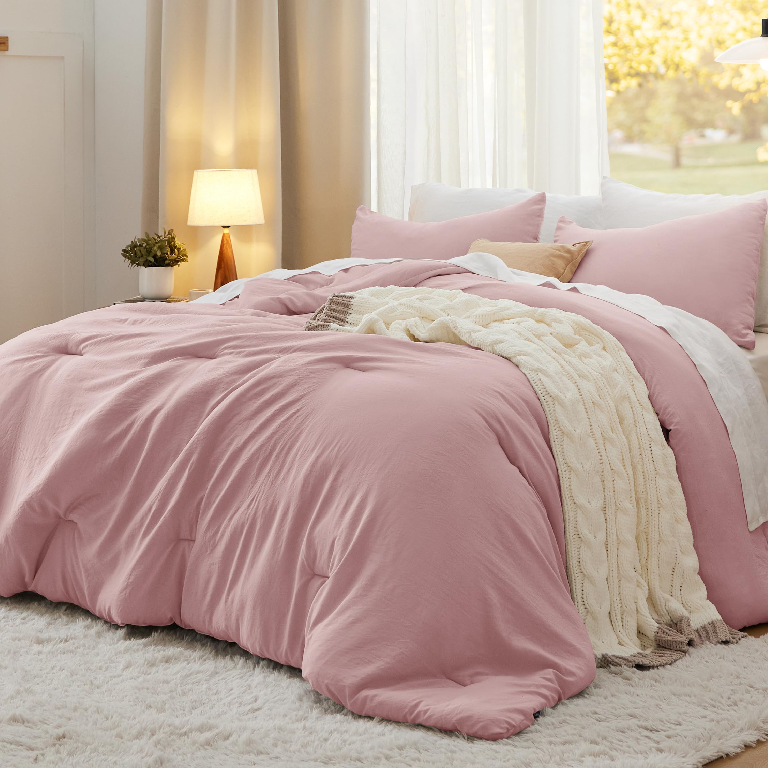 Foto 2 pulgar | Juego de Edredón Bedsure King Size Rosa 3 Piezas - Venta Internacional