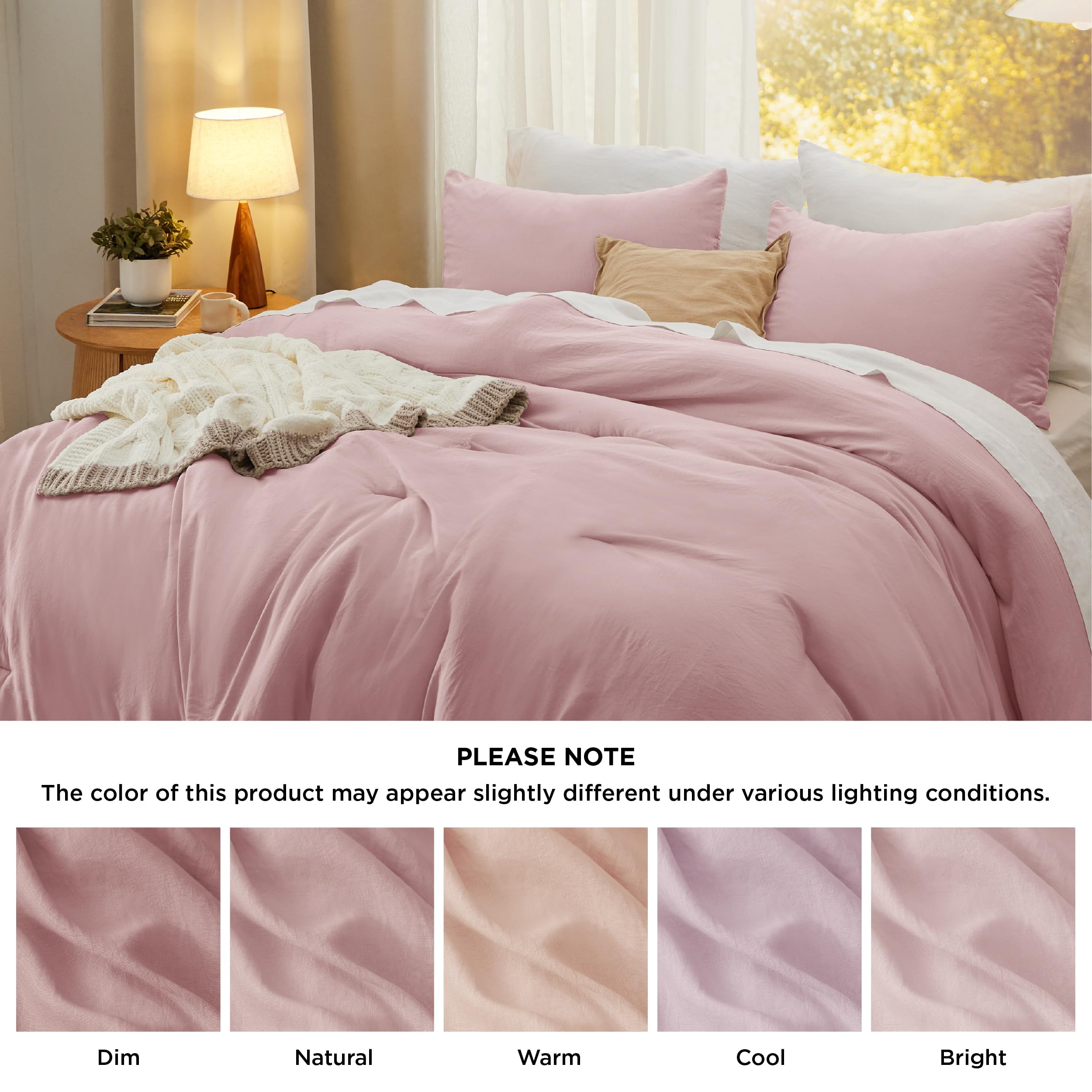 Foto 7 | Juego de Edredón Bedsure King Size Rosa 3 Piezas - Venta Internacional