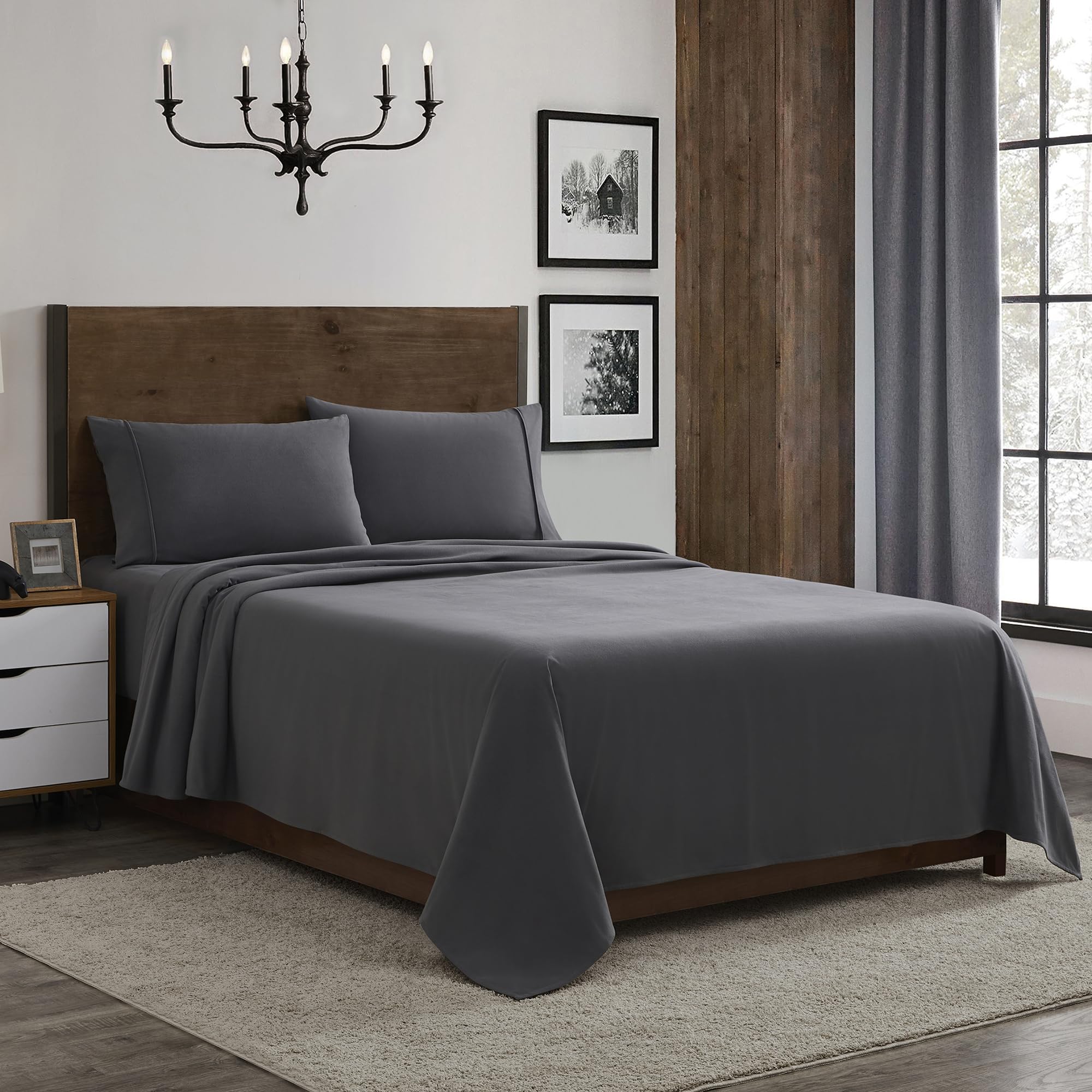 Foto 1 | Sábanas De Franela Sweet Home Collection Queen Grey 100% Algodón - Venta Internacional.