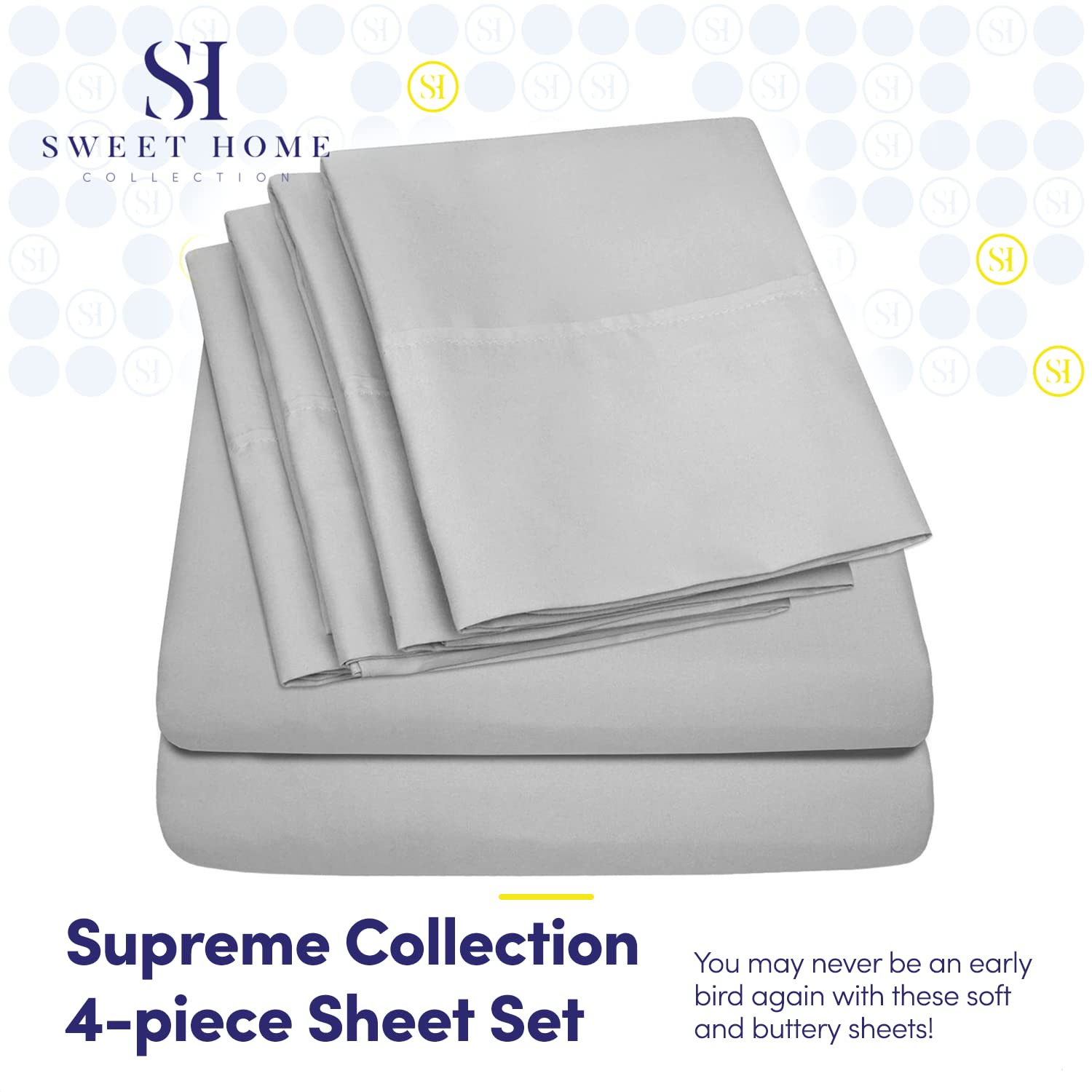 Foto 2 | Sábanas Sweet Home Collection Twin Xl, 4 Unidades, Plateadas - Venta Internacional.
