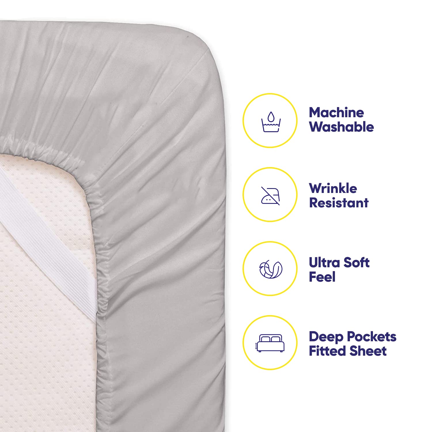 Foto 4 pulgar | Sábanas Sweet Home Collection Twin Xl, 4 Unidades, Plateadas - Venta Internacional.