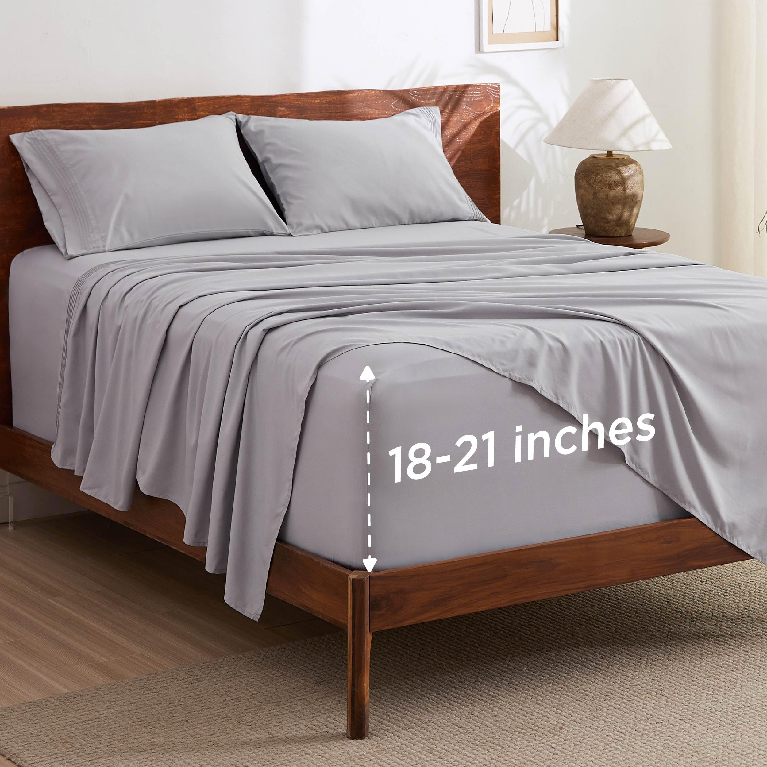 Foto 1 | Juego De Sábanas Bedsure Gentlesoft Deep Pocket Queen, Color Gris Claro - Venta Internacional.