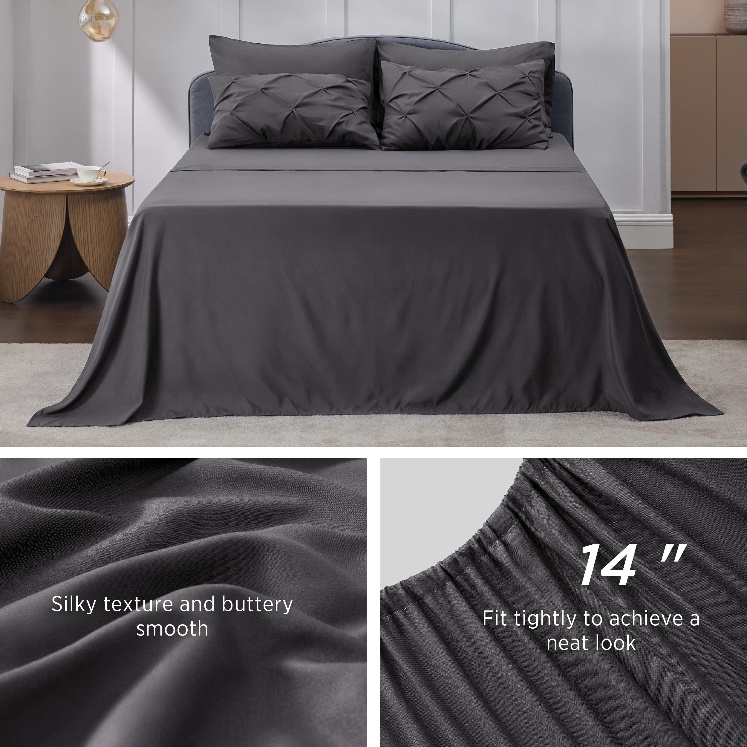 Foto 4 | Juego De Edredón Bedsure Queen Gris Oscuro Con 7 Piezas - Venta Internacional.