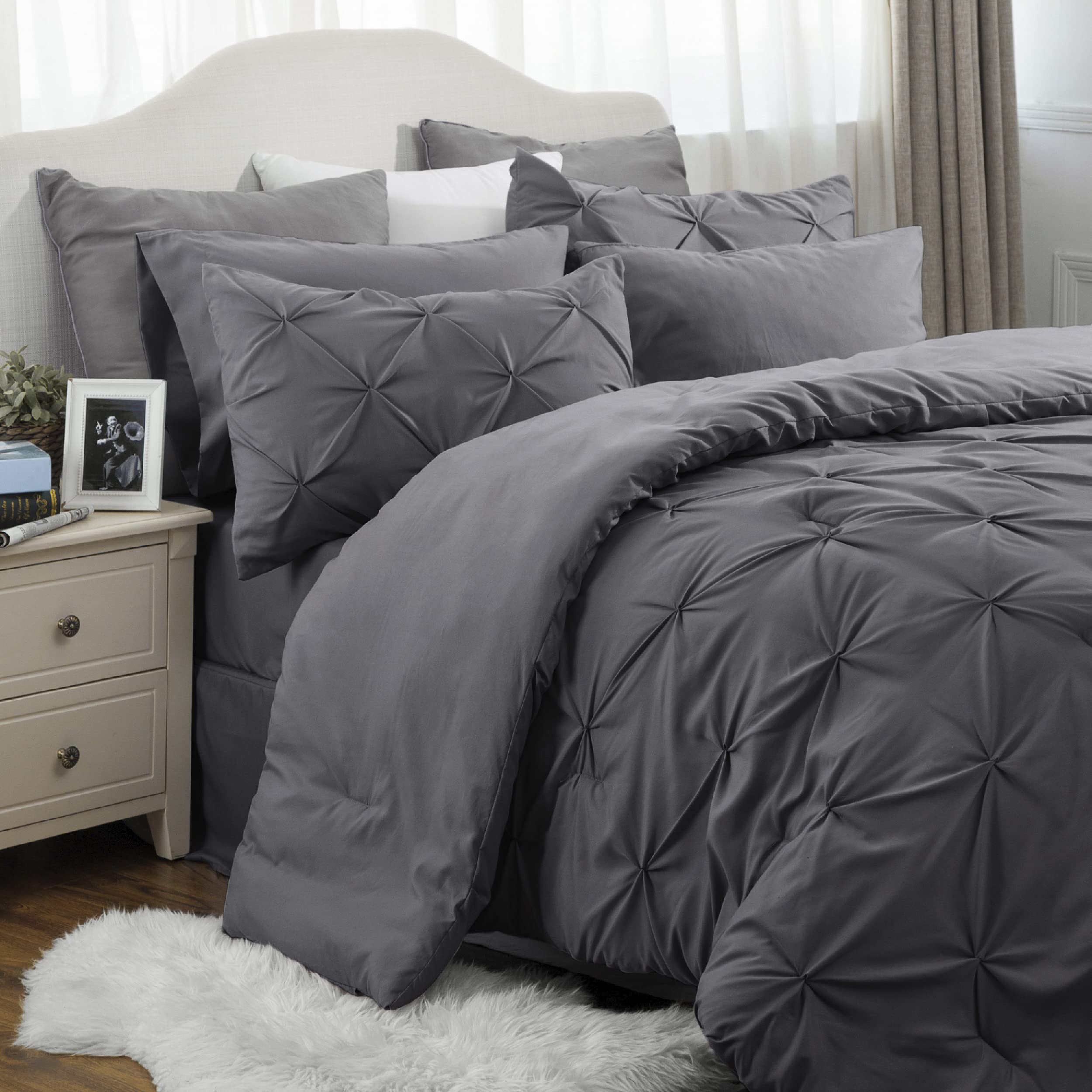 Foto 5 | Juego De Edredón Bedsure Queen Gris Oscuro Con 7 Piezas - Venta Internacional.