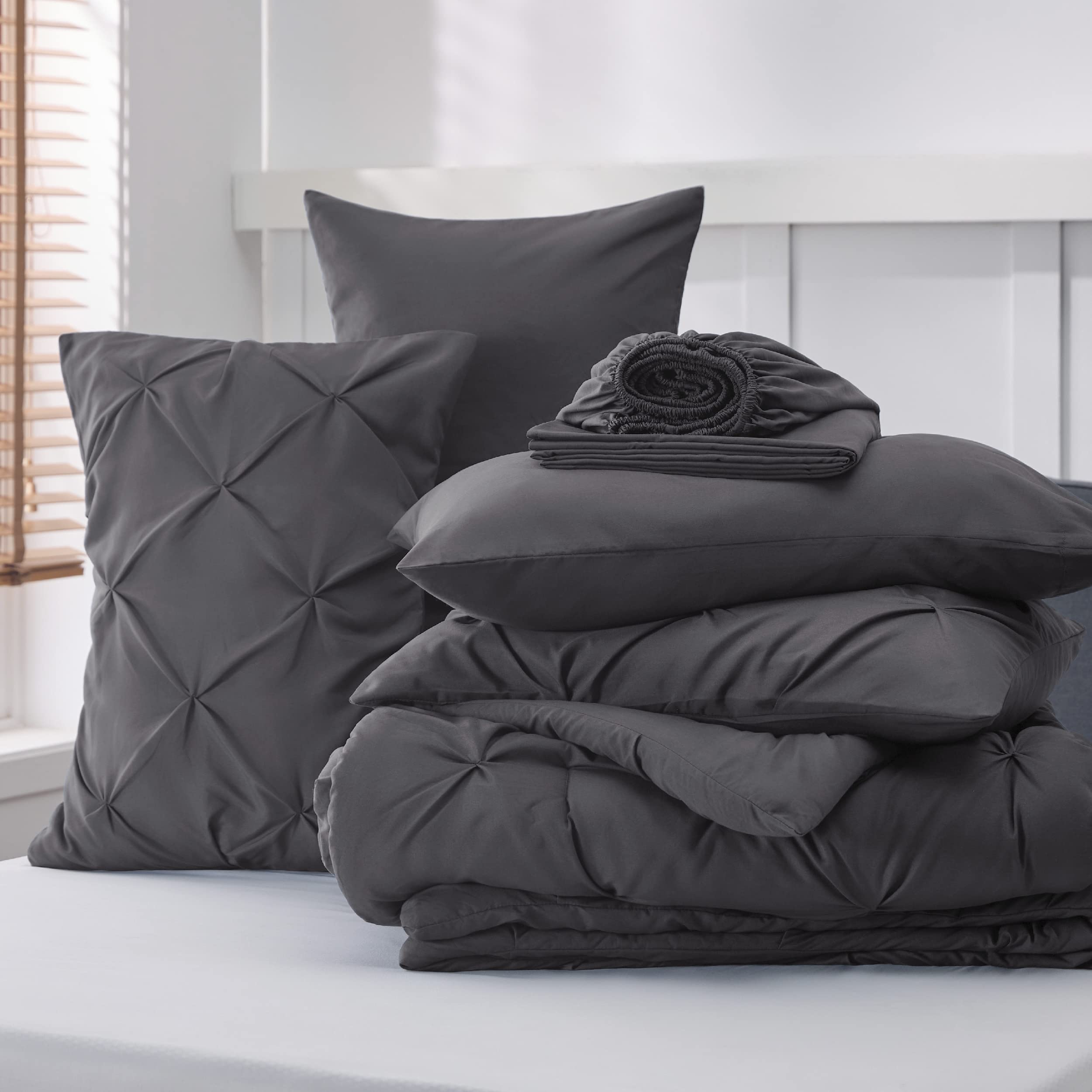 Foto 7 pulgar | Juego De Edredón Bedsure Queen Gris Oscuro Con 7 Piezas - Venta Internacional.