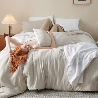 Foto 1 | Juego de Edredón Bedsure Reversible Queen Beige 3 Piezas -Venta Internacional