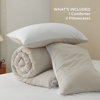 Foto 6 | Juego de Edredón Bedsure Reversible Queen Beige 3 Piezas -Venta Internacional