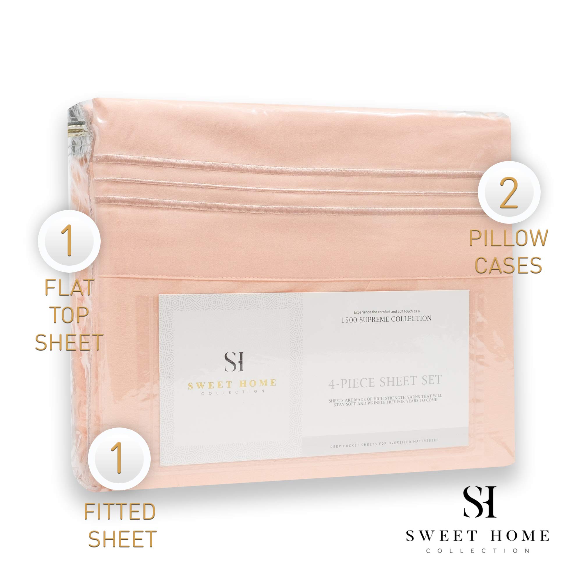 Foto 5 | Juego De Sábanas Sweet Home Collection 1500 Supreme Full Peach - Venta Internacional.