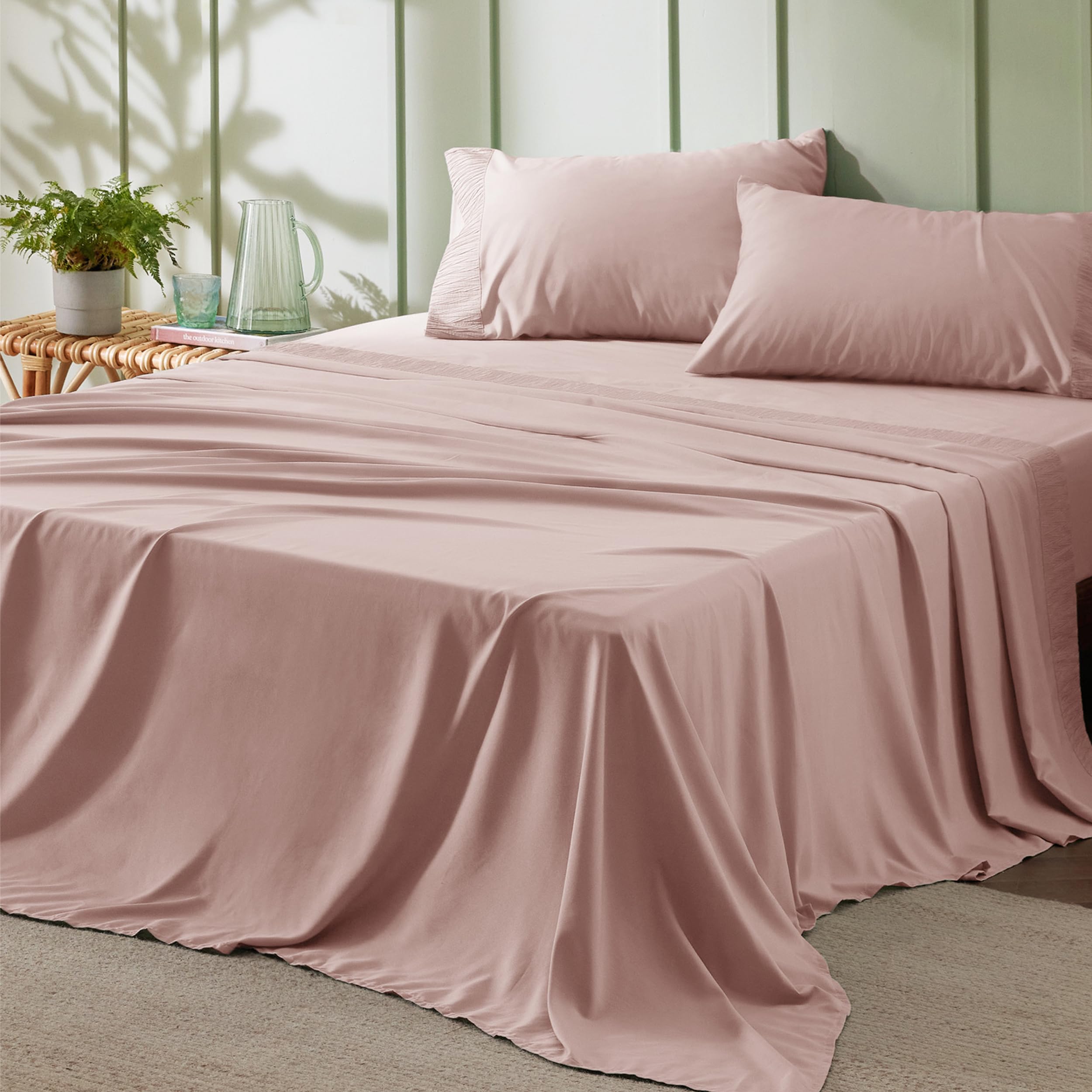 Foto 1 | Juego de Sábanas Bedsure Queen Poliéster Rosa 4 Piezas - Venta Internacional