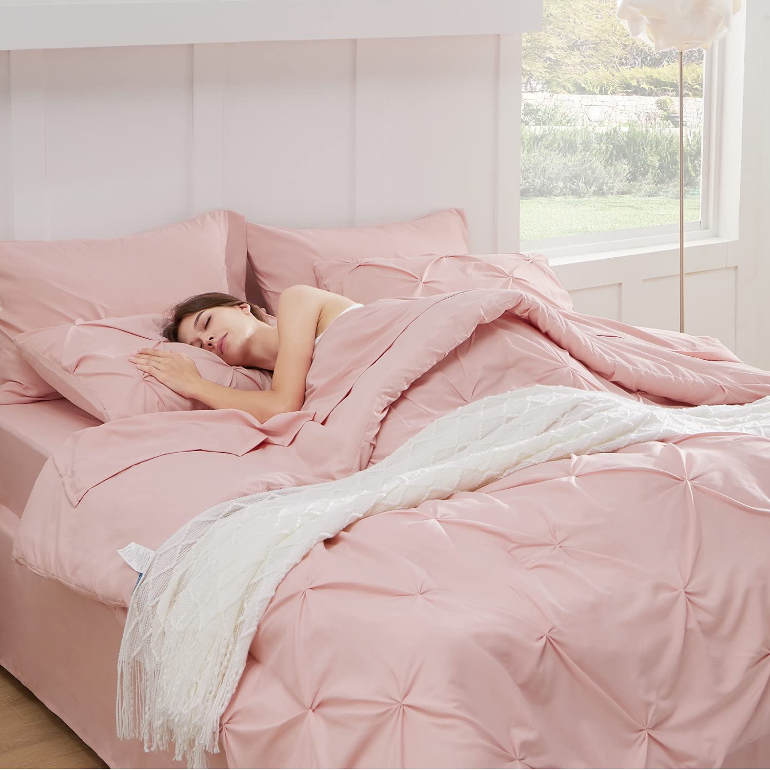 Foto 8 pulgar | Juego De Edredón Bedsure Tamaño King Rosa Con 7 Piezas - Venta Internacional.