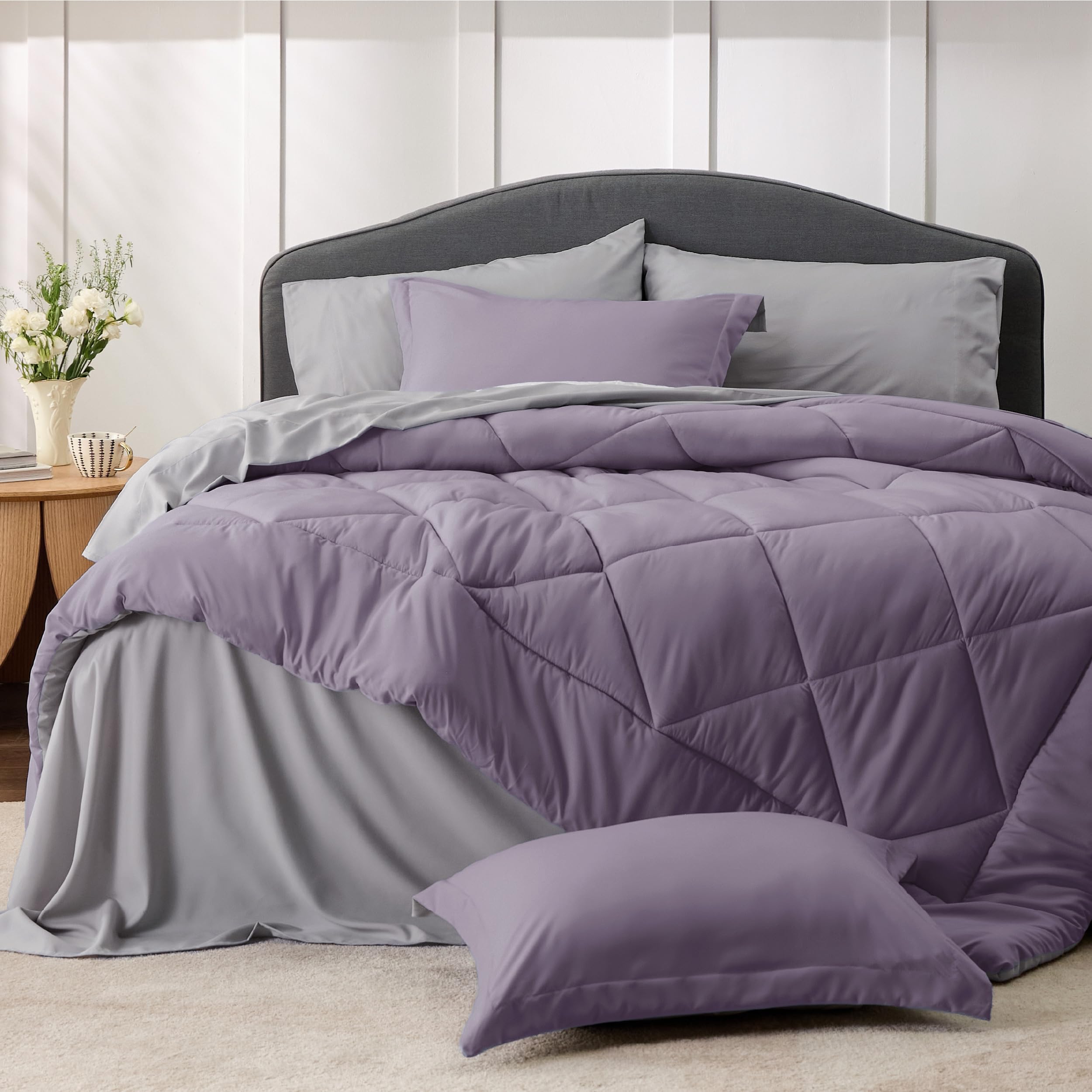 Foto 3 pulgar | Set De Edredón Bedsure Queen Reversible Morado Grisáceo 7 Piezas - Venta Internacional