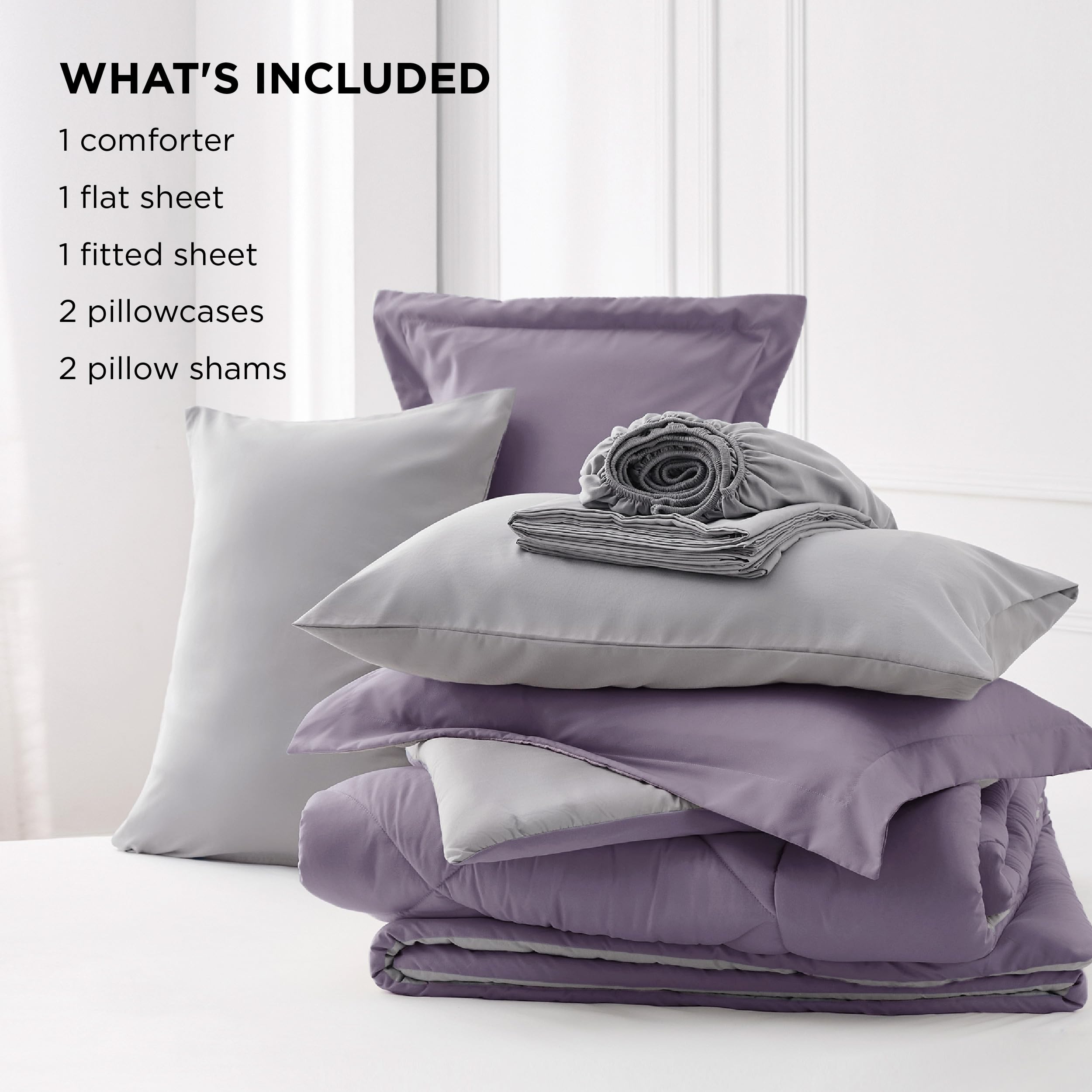 Foto 7 | Set De Edredón Bedsure Queen Reversible Morado Grisáceo 7 Piezas - Venta Internacional