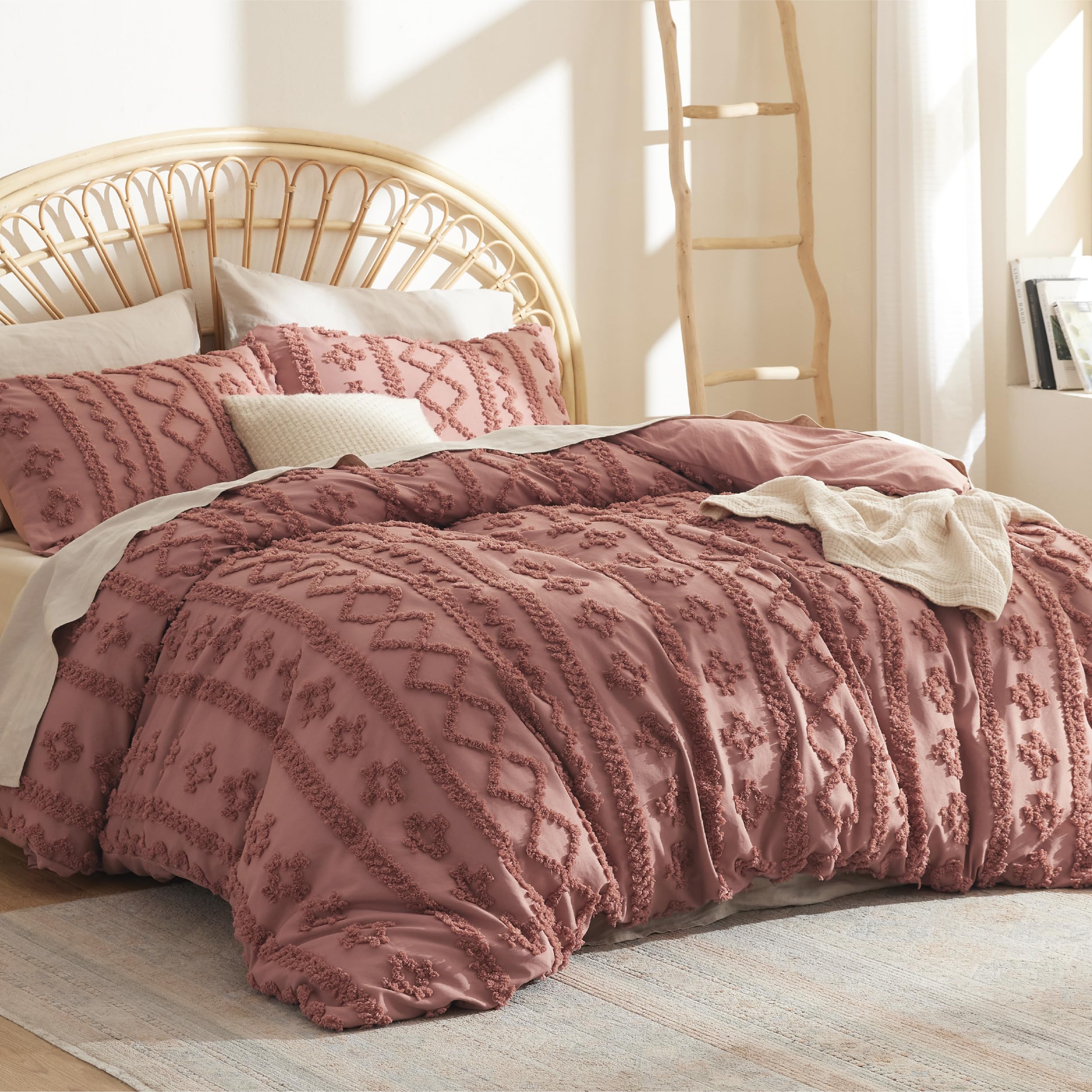 Foto 1 | Juego De Fundas De Edredón Bedsure Boho King Size Rosa Oscuro - Venta Internacional