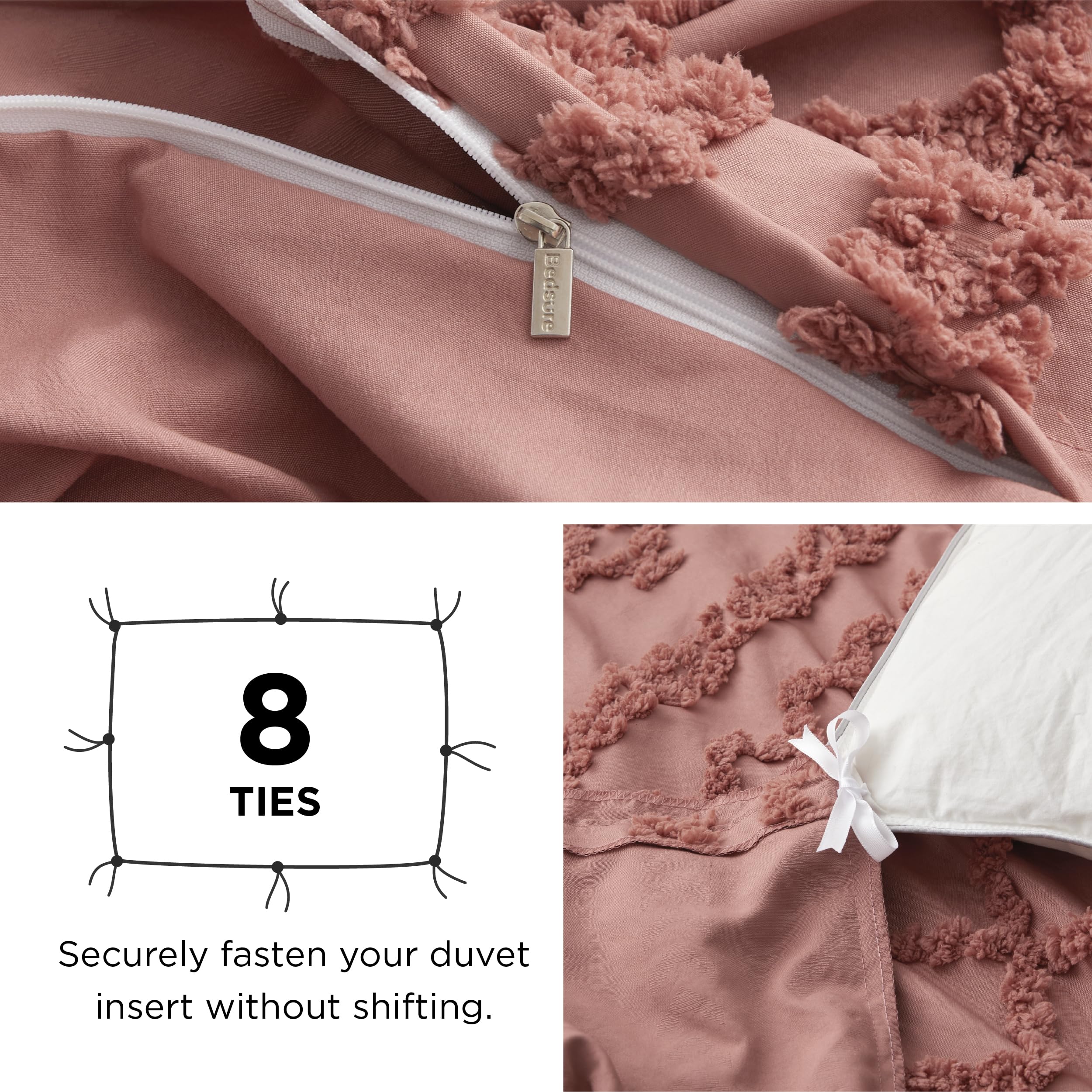 Foto 5 | Juego De Fundas De Edredón Bedsure Boho King Size Rosa Oscuro - Venta Internacional