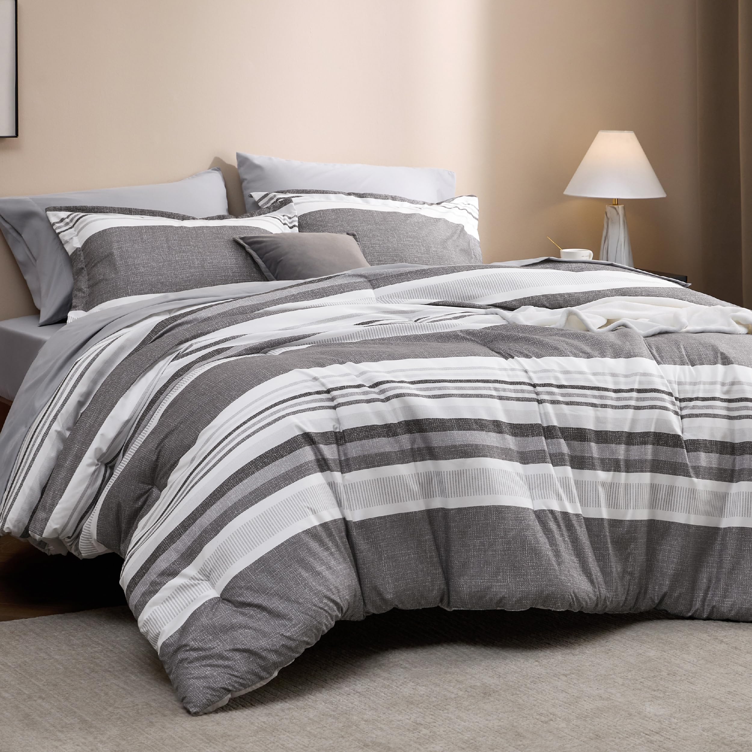 Foto 2 pulgar | Juego De Cama Bedsure Queen Edredón 7 Piezas Gris Escarchado - Venta Internacional
