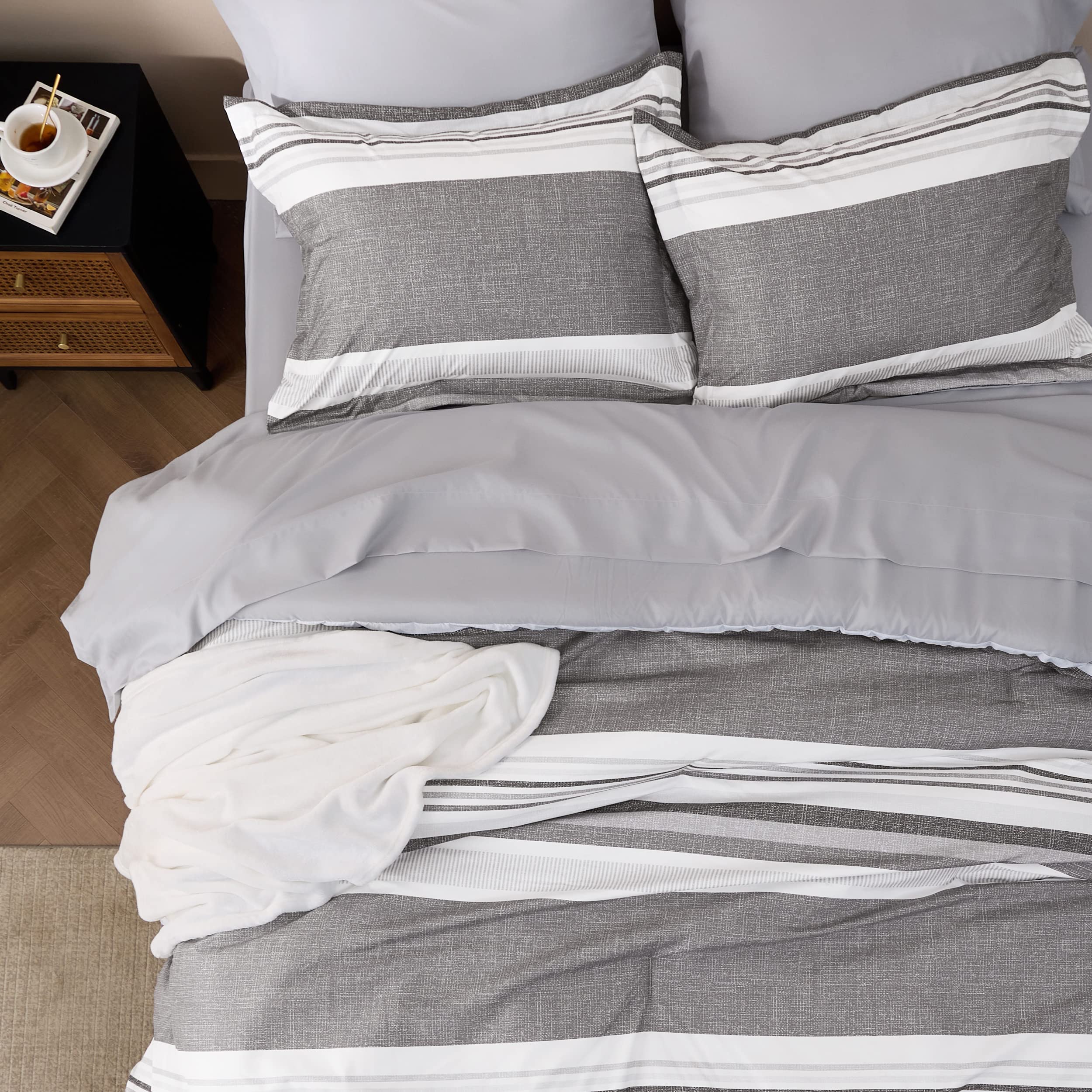 Foto 4 pulgar | Juego De Cama Bedsure Queen Edredón 7 Piezas Gris Escarchado - Venta Internacional
