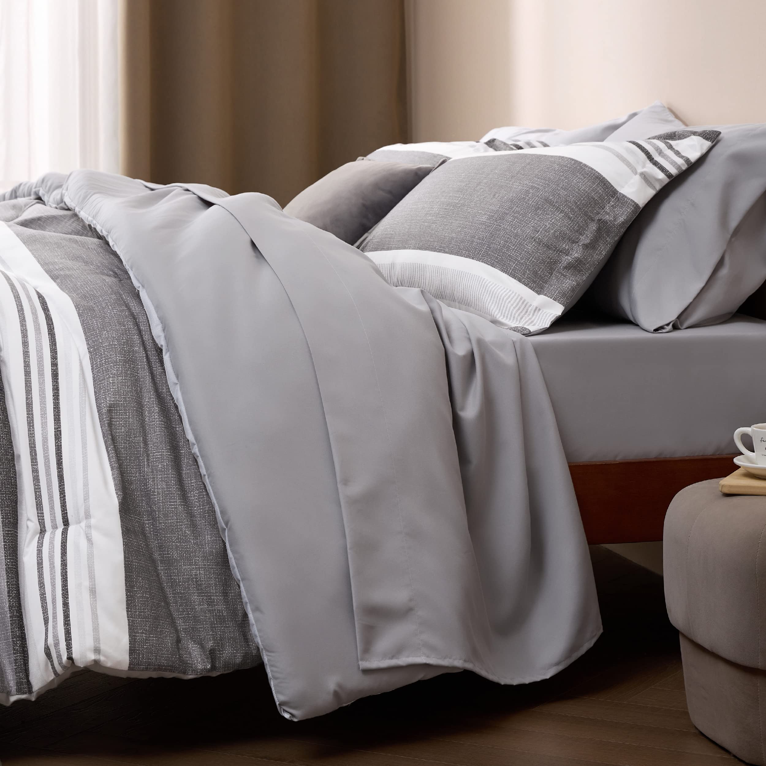 Foto 5 pulgar | Juego De Cama Bedsure Queen Edredón 7 Piezas Gris Escarchado - Venta Internacional