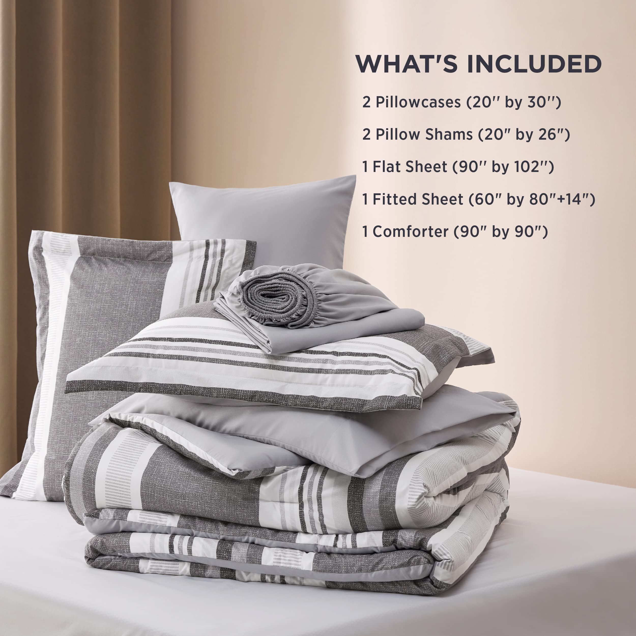 Foto 7 | Juego De Cama Bedsure Queen Edredón 7 Piezas Gris Escarchado - Venta Internacional