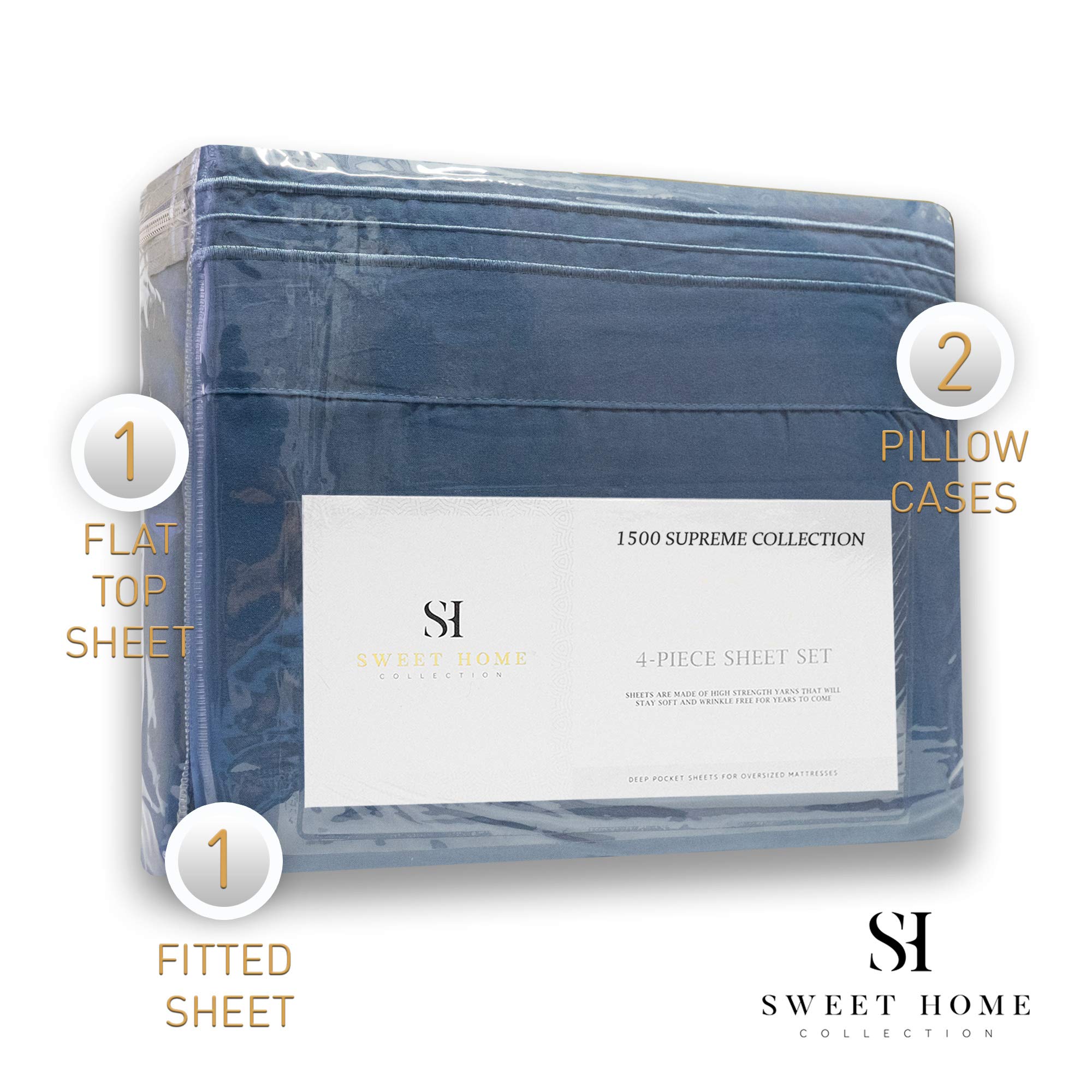 Foto 5 | Juego De Sábanas Sweet Home Collection 1500 Supreme Queen Blue - Venta Internacional.