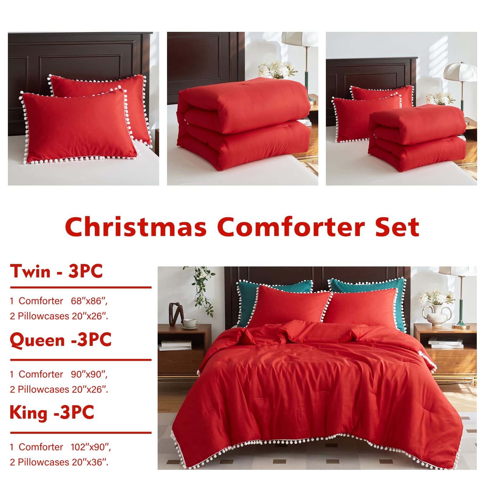 Foto 6 pulgar | Juego de Edredón Uozzi Bedding Christmas Queen Size 3 Piezas - Venta Internacional