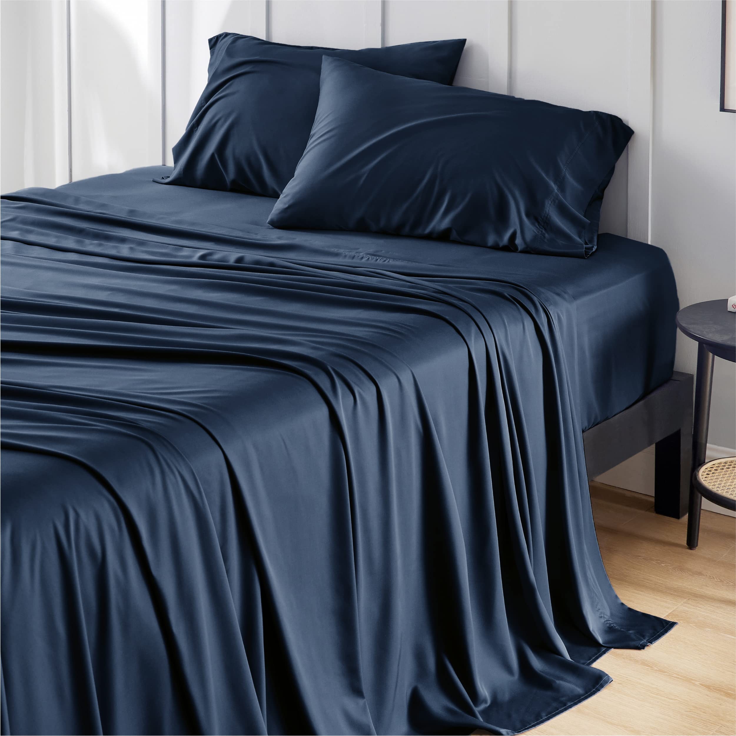 Foto 1 | Juego De Sábanas Bedsure, Tamaño Queen, Rayón, Bambú, Color Azul Marino - Venta Internacional.