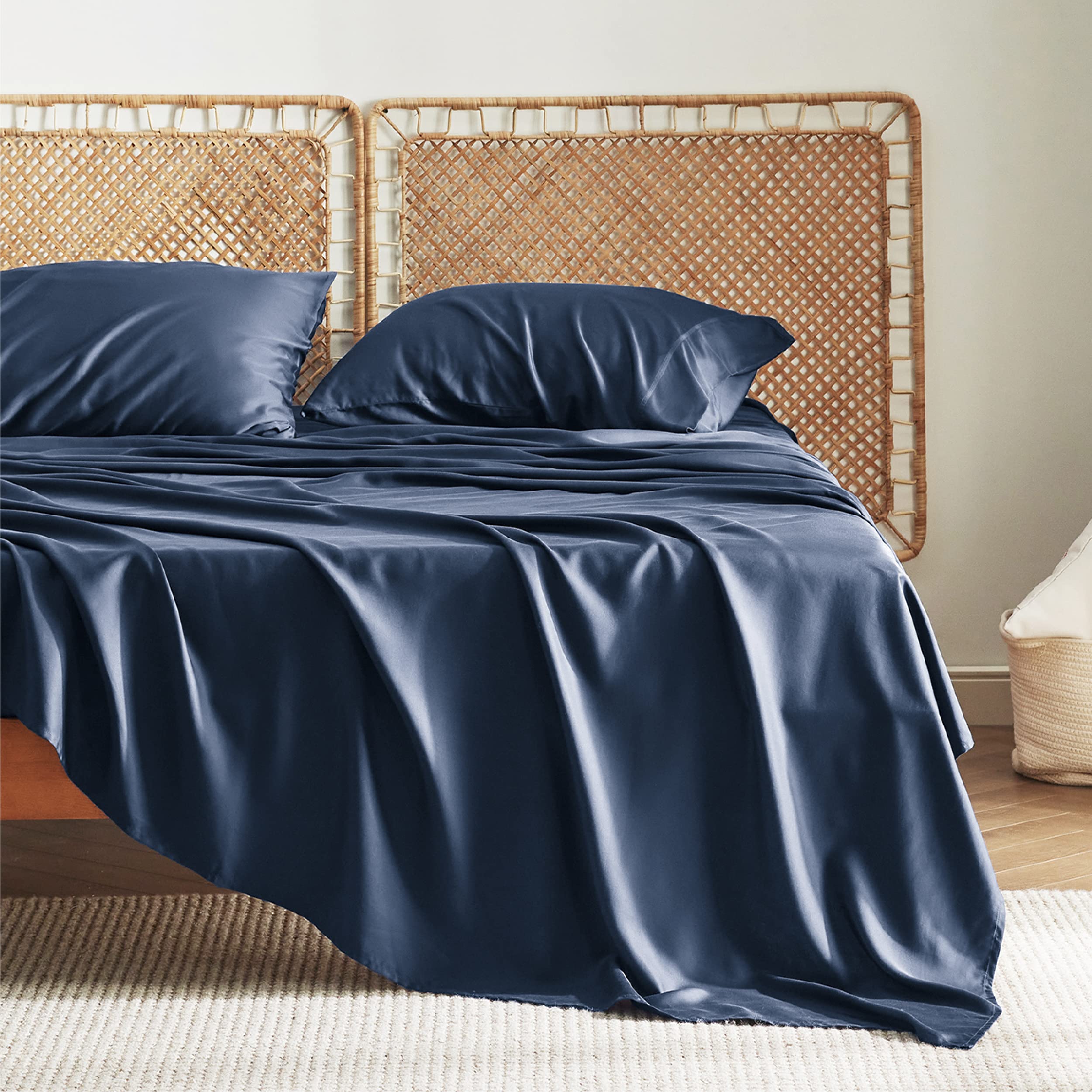 Foto 2 | Juego De Sábanas Bedsure, Tamaño Queen, Rayón, Bambú, Color Azul Marino - Venta Internacional.