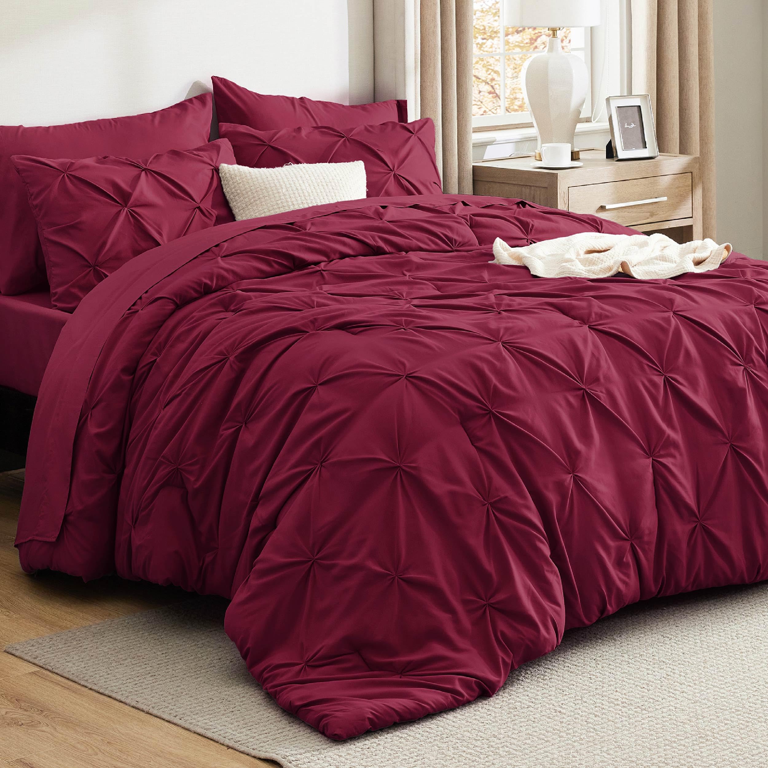 Foto 1 | Juego De Edredón Bedsure Queen Rojo Oscuro Con Sábanas, 7 Piezas - Venta Internacional.