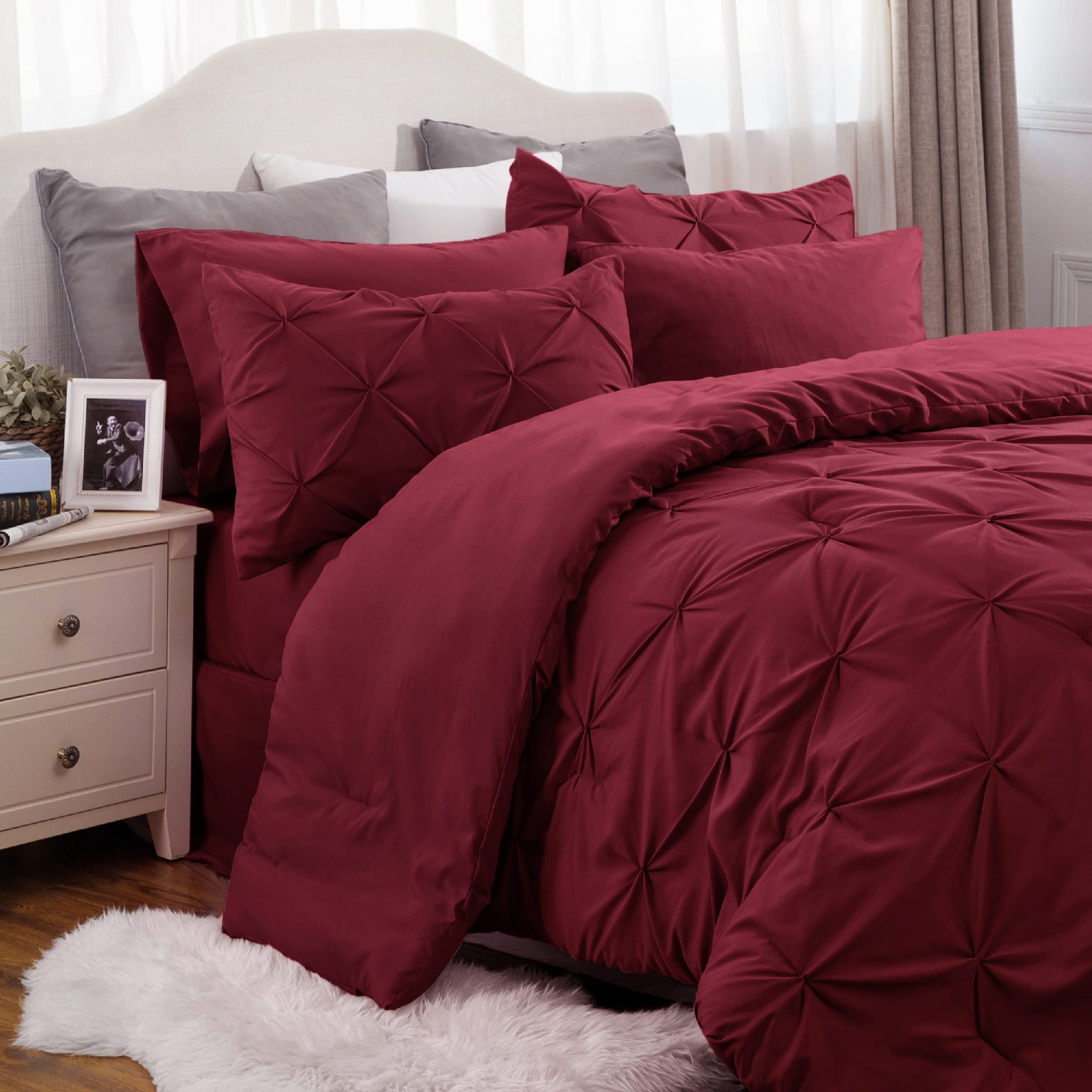 Foto 2 | Juego De Edredón Bedsure Queen Rojo Oscuro Con Sábanas, 7 Piezas - Venta Internacional.