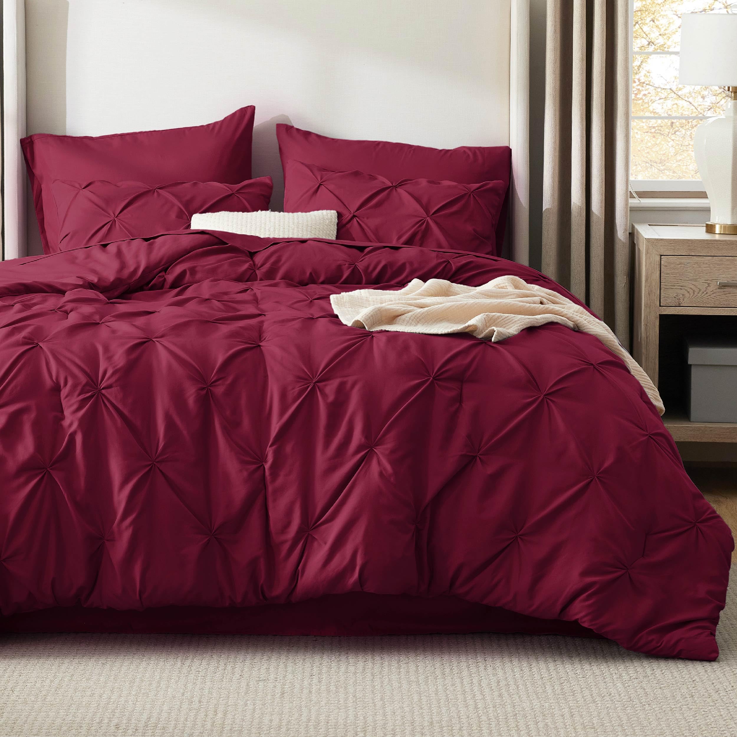 Foto 4 | Juego De Edredón Bedsure Queen Rojo Oscuro Con Sábanas, 7 Piezas - Venta Internacional.