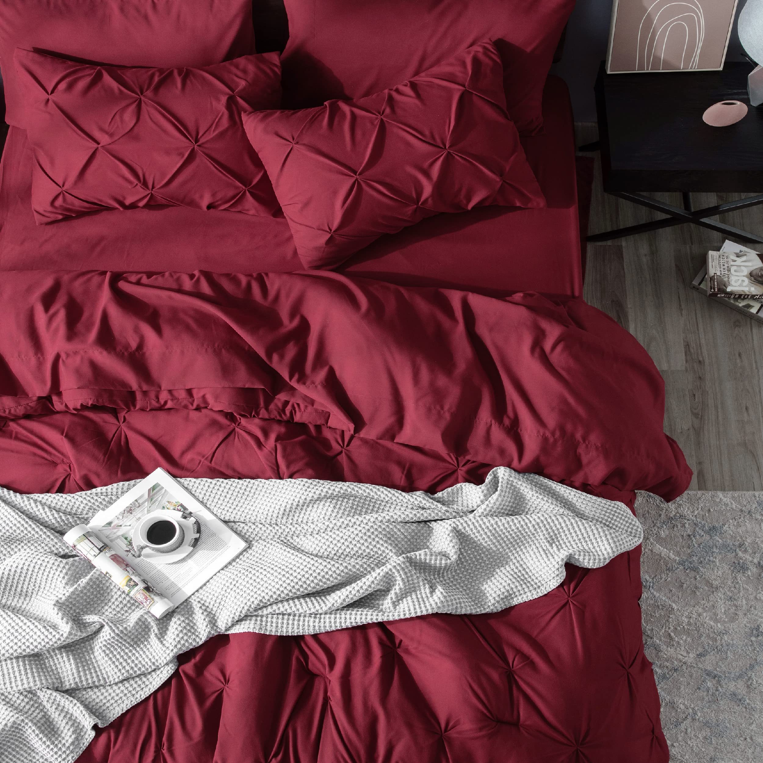 Foto 6 | Juego De Edredón Bedsure Queen Rojo Oscuro Con Sábanas, 7 Piezas - Venta Internacional.