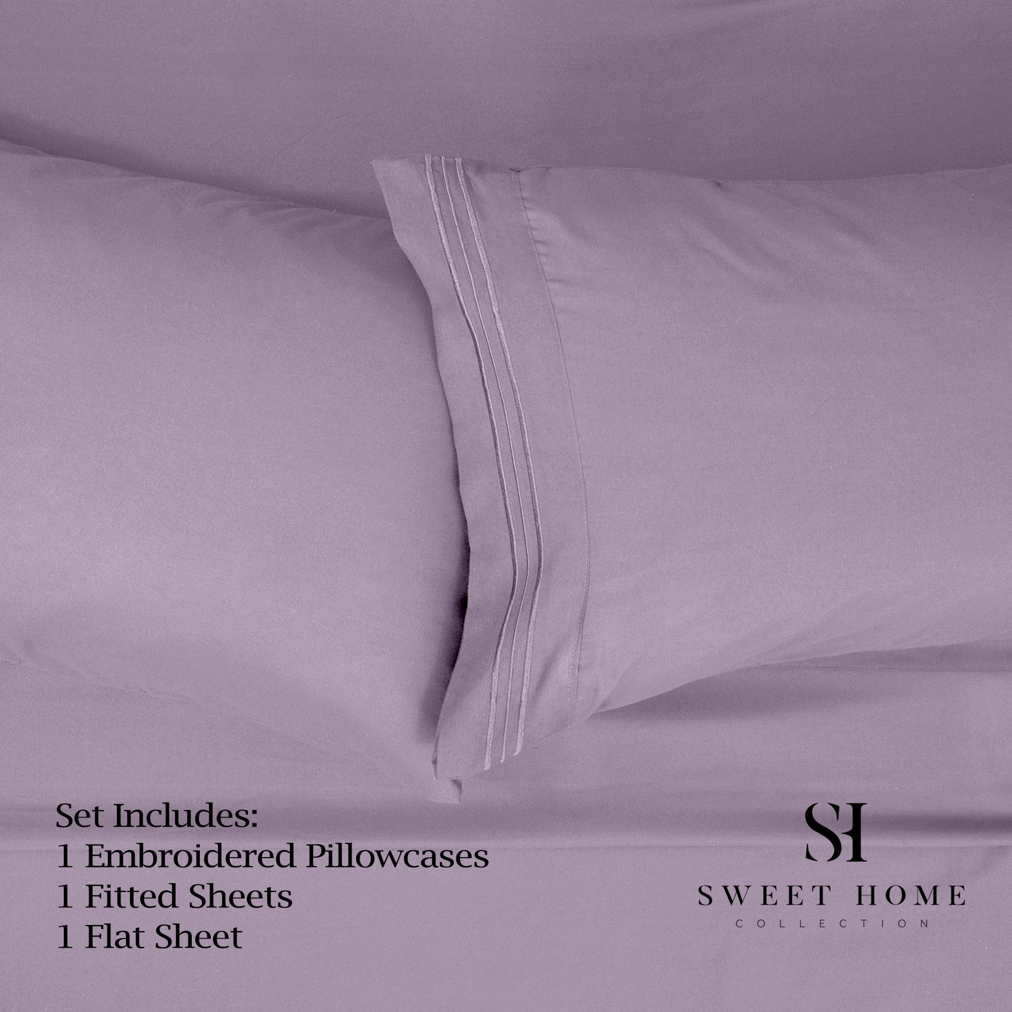 Foto 2 | Juego De Sábanas Sweet Home Collection Twin Xl De Microfibra Color Ciruela - Venta Internacional.