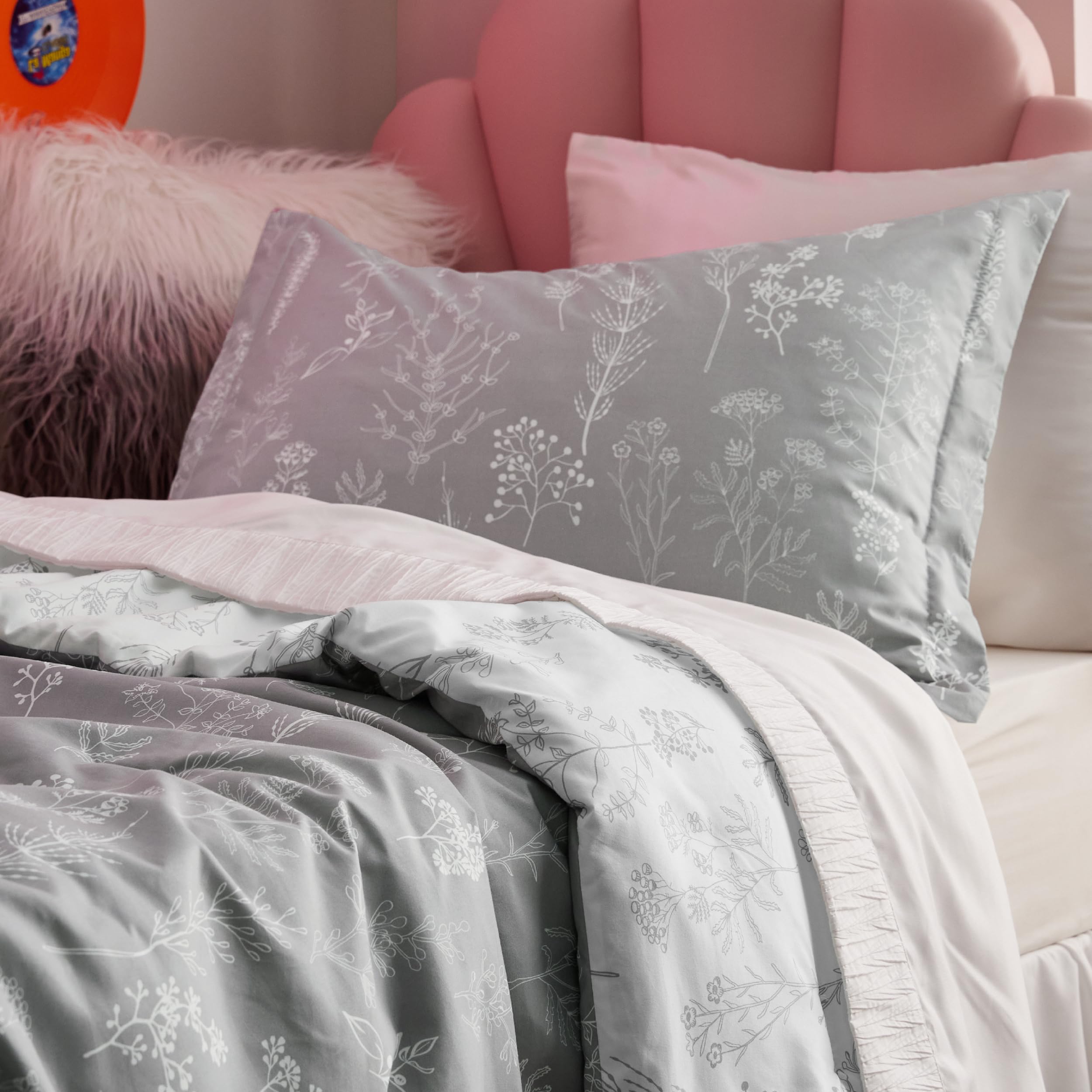 Foto 5 pulgar | Juego De Edredón Bedsure Twin Gris Con Diseño Floral, 2 Piezas - Venta Internacional.