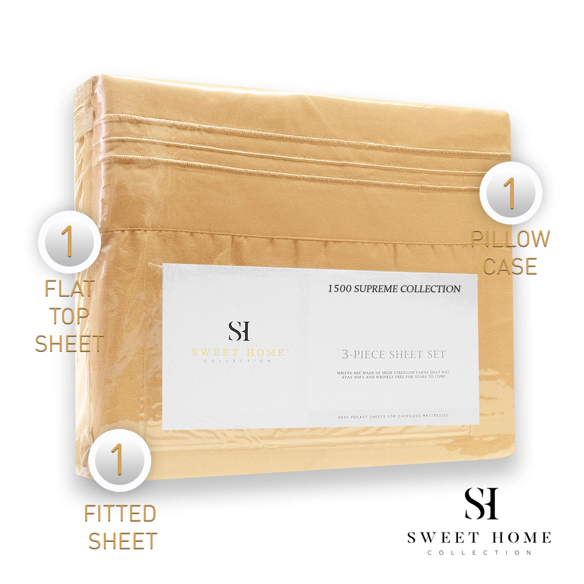 Foto 6 pulgar | Juego De Ropa De Cama Sweet Home Collection Camel Microfiber Twin Xl - Venta Internacional.