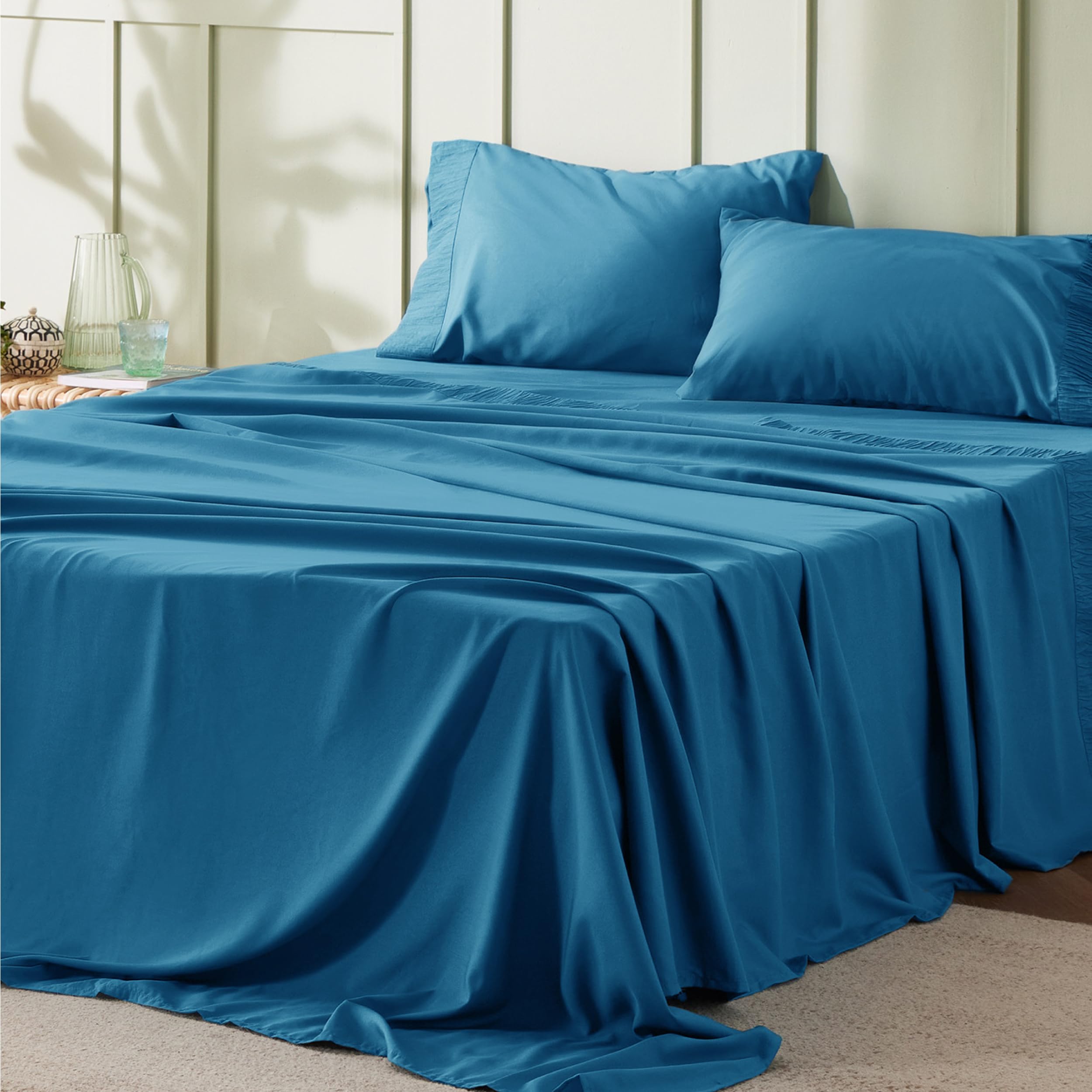 Foto 1 | Juego De Sábanas Bedsure, Tamaño Queen, 4 Piezas, Poliéster Azul Turquesa - Venta Internacional.