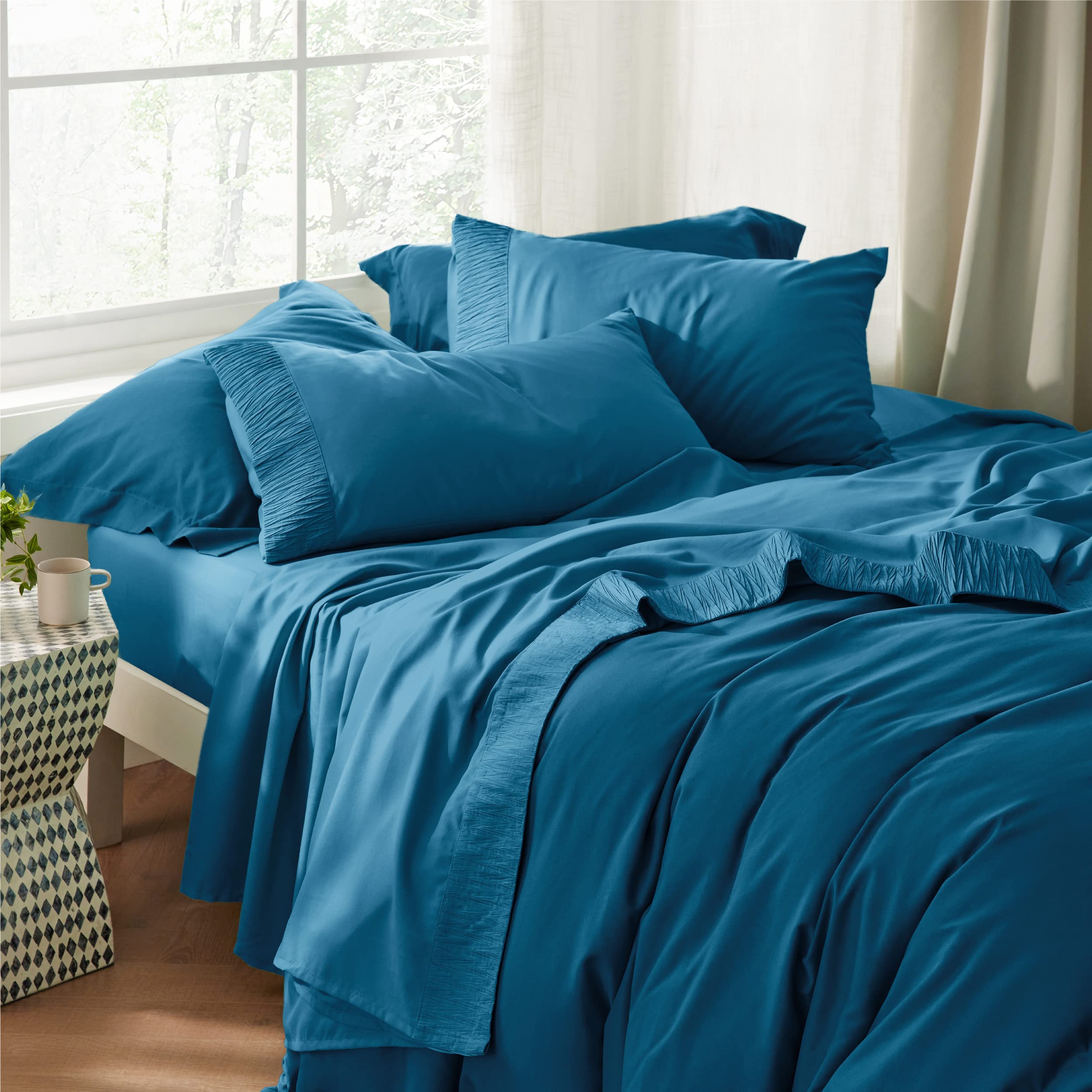 Foto 5 | Juego De Sábanas Bedsure, Tamaño Queen, 4 Piezas, Poliéster Azul Turquesa - Venta Internacional.