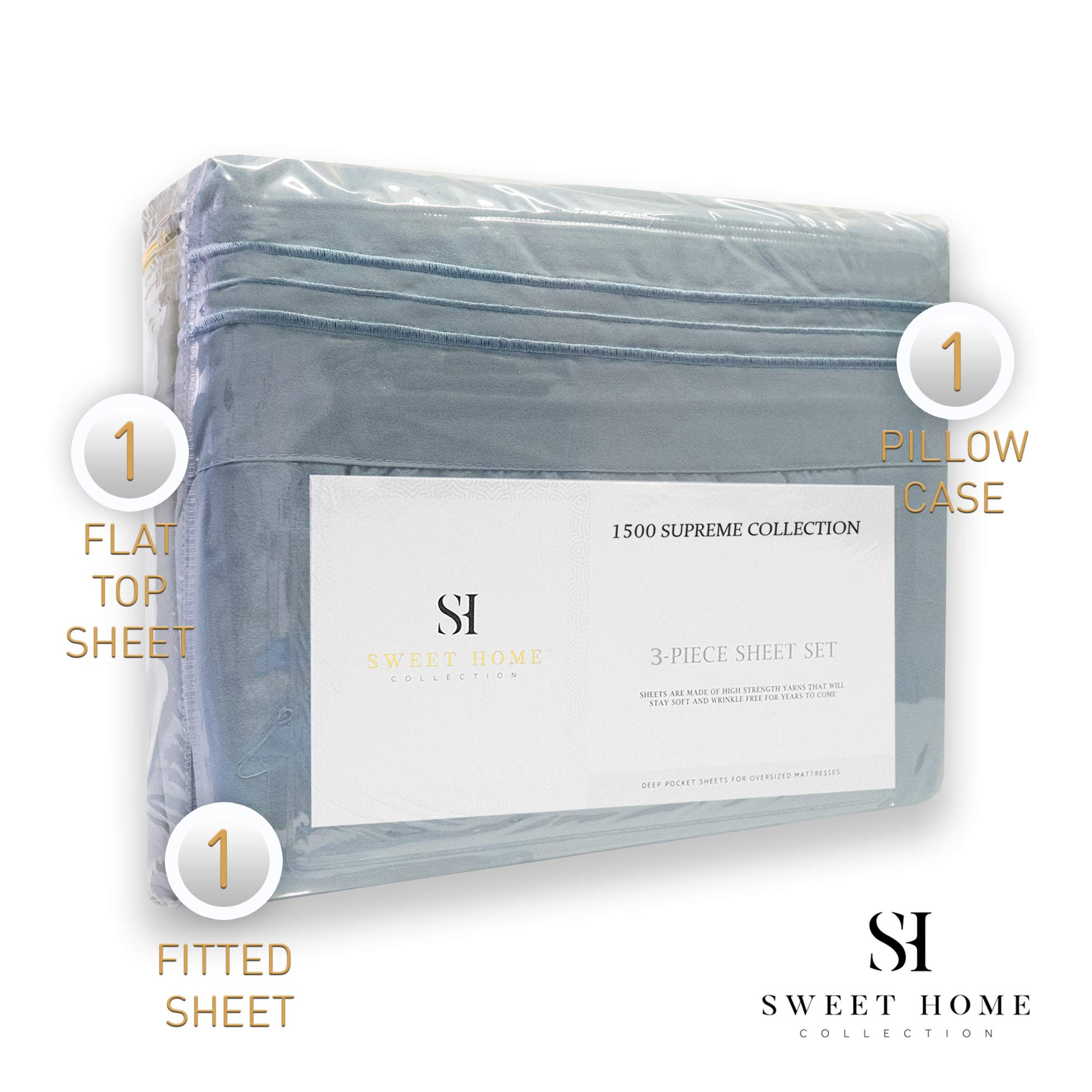 Foto 5 | Juego De Sábanas Sweet Home Collection 1500 Supreme Twin Misty - Venta Internacional.