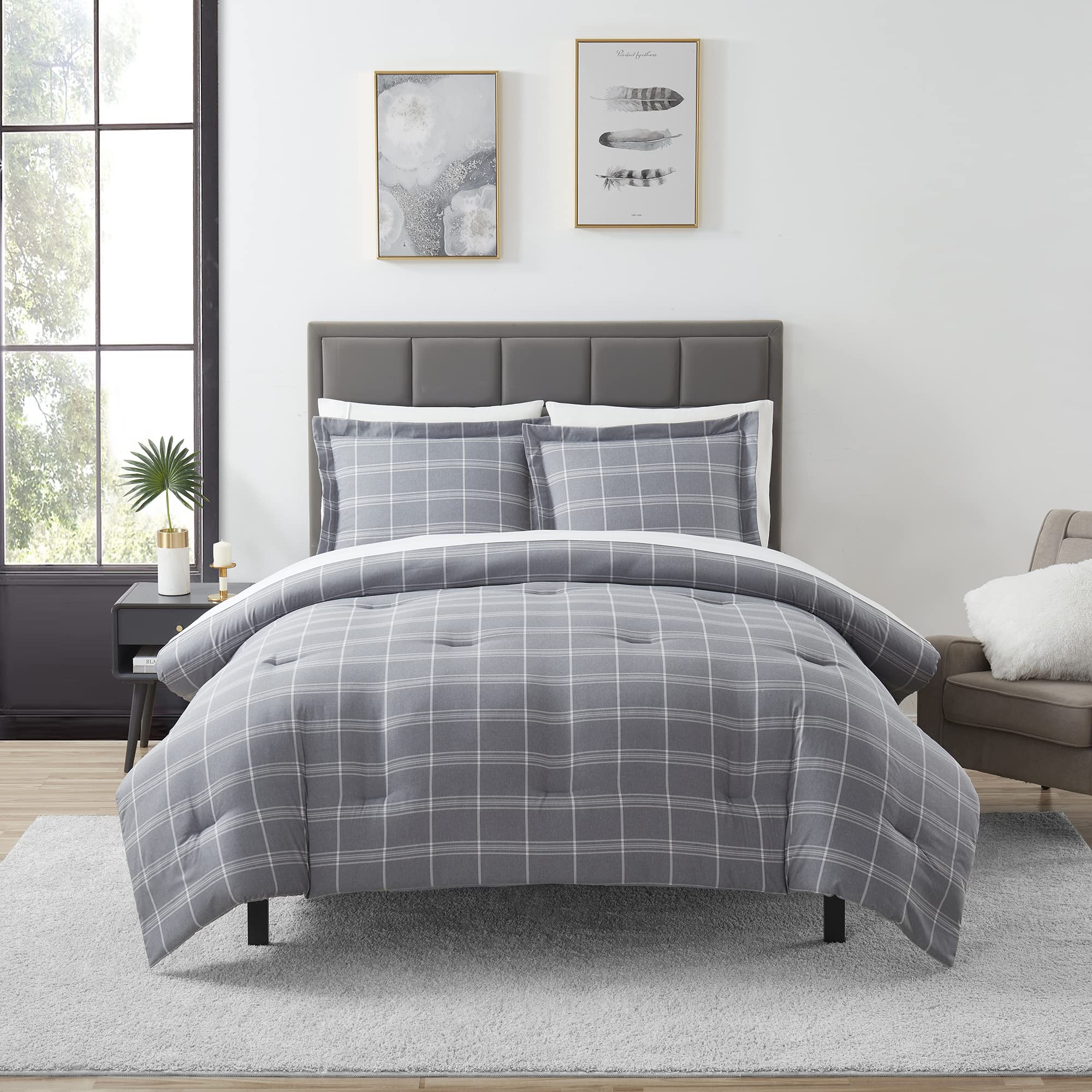 Foto 3 pulgar | Set de Edredón Sweet Home Collection Twin Grey Plaid - Venta Internacional