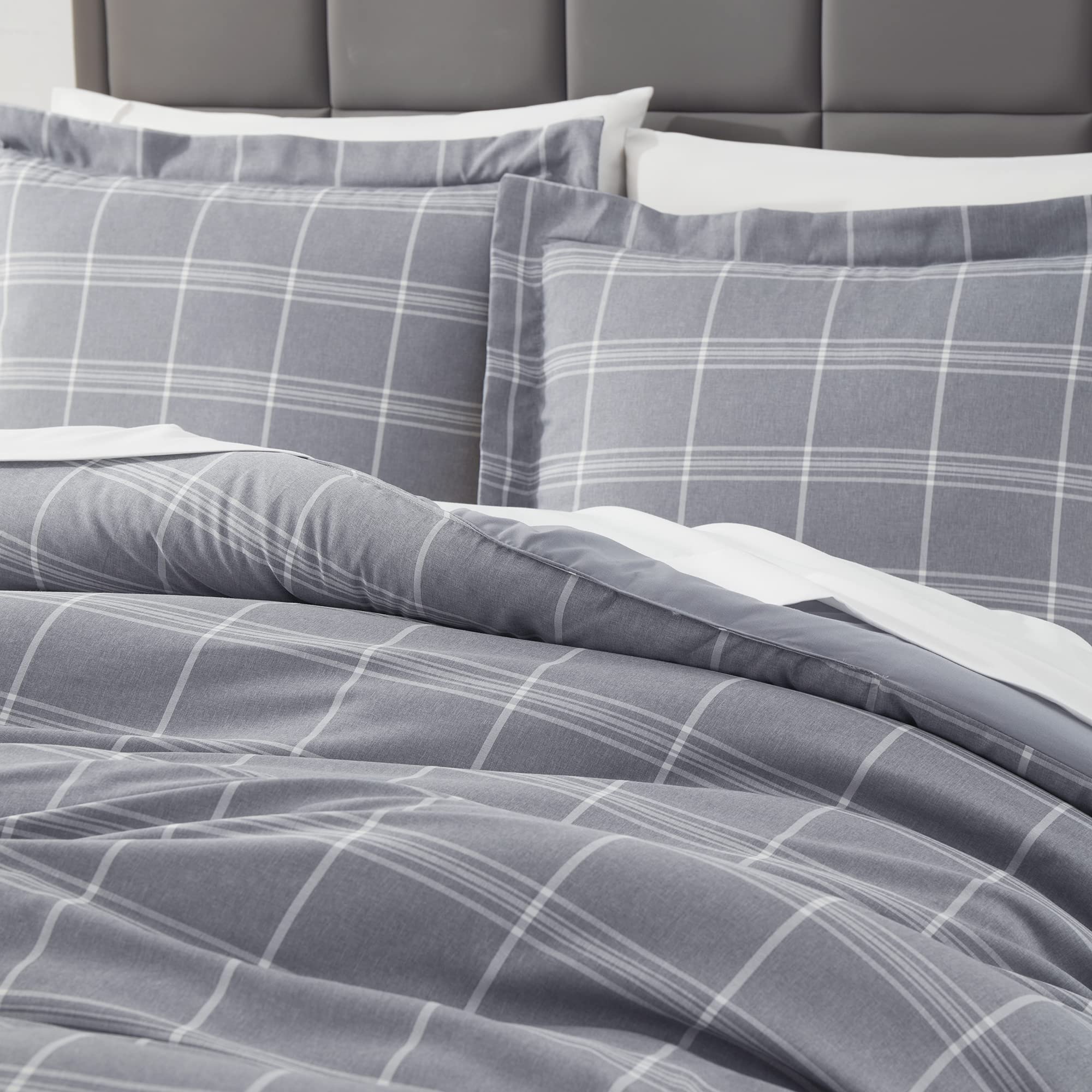 Foto 5 pulgar | Set de Edredón Sweet Home Collection Twin Grey Plaid - Venta Internacional