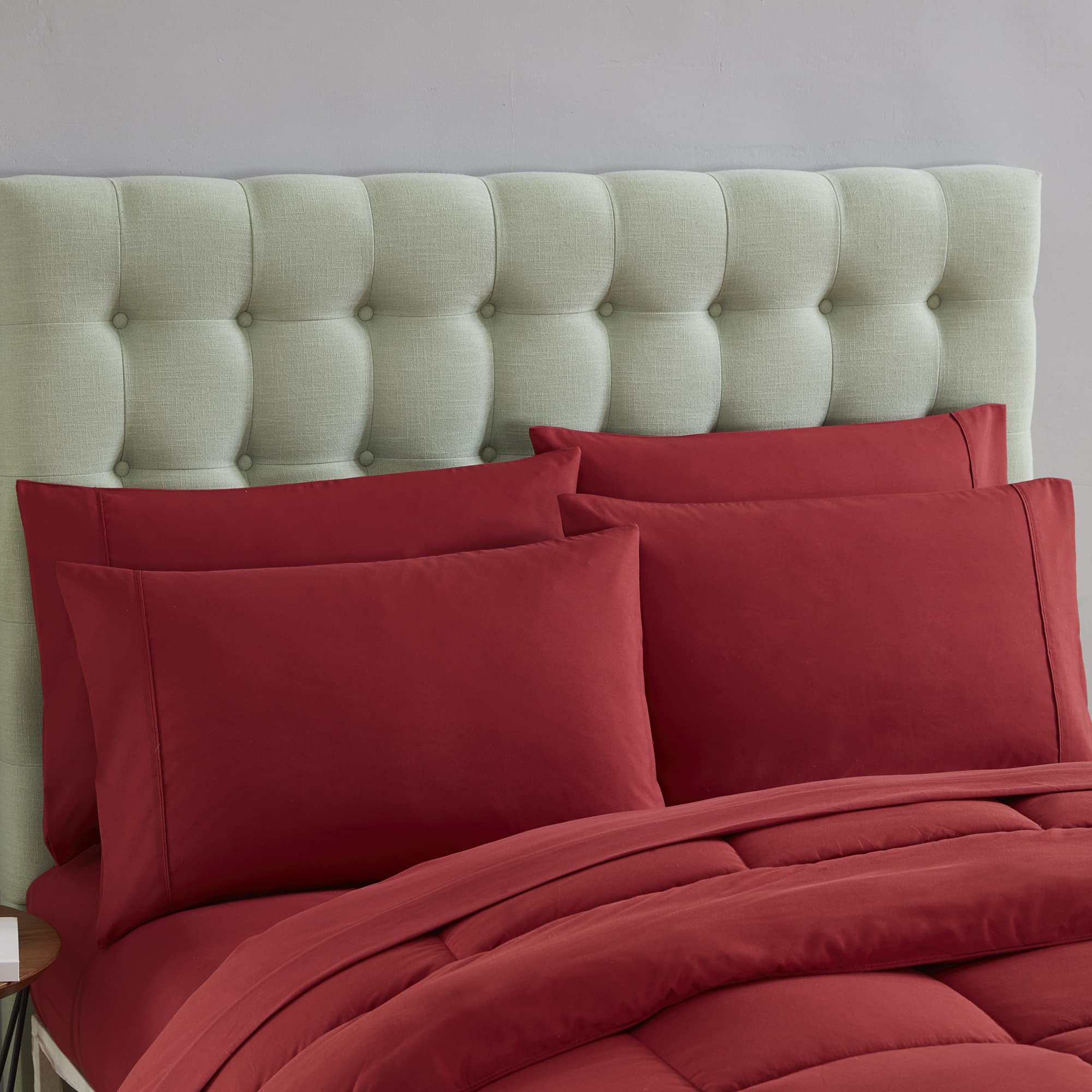 Foto 6 pulgar | Juego De Edredón Tamaño King Con Sábanas, Ropa De Cama De 7 Piezas, Color Rojo - Venta Internacional.