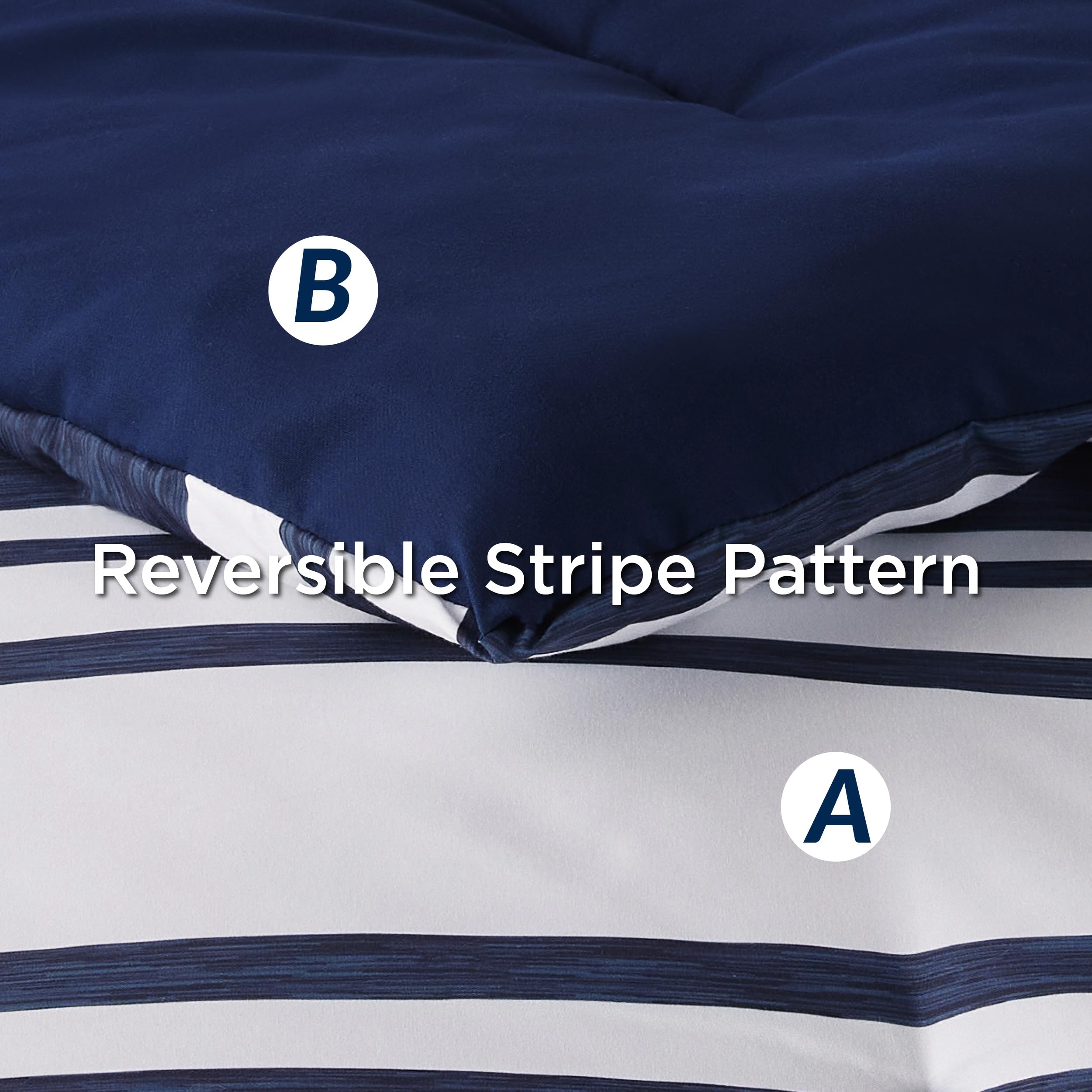 Foto 7 pulgar | Juego De Edredón Bedsure Tamaño Doble A Rayas Azul Marino 5 Piezas - Venta Internacional