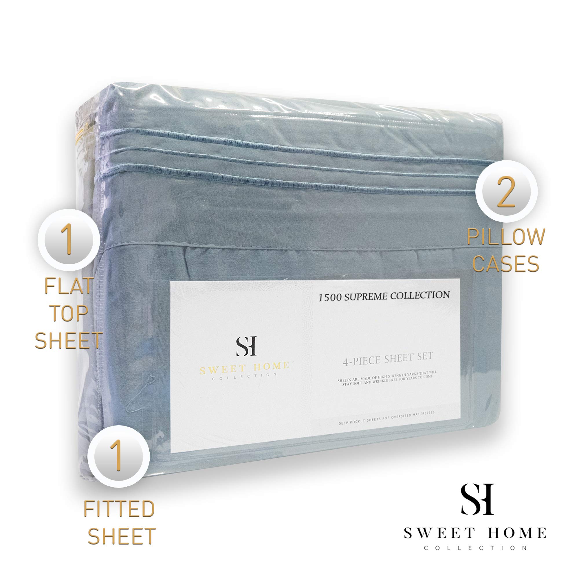 Foto 5 | Juego De Sábanas Sweet Home Collection 1500 Supreme Full Misty - Venta Internacional.