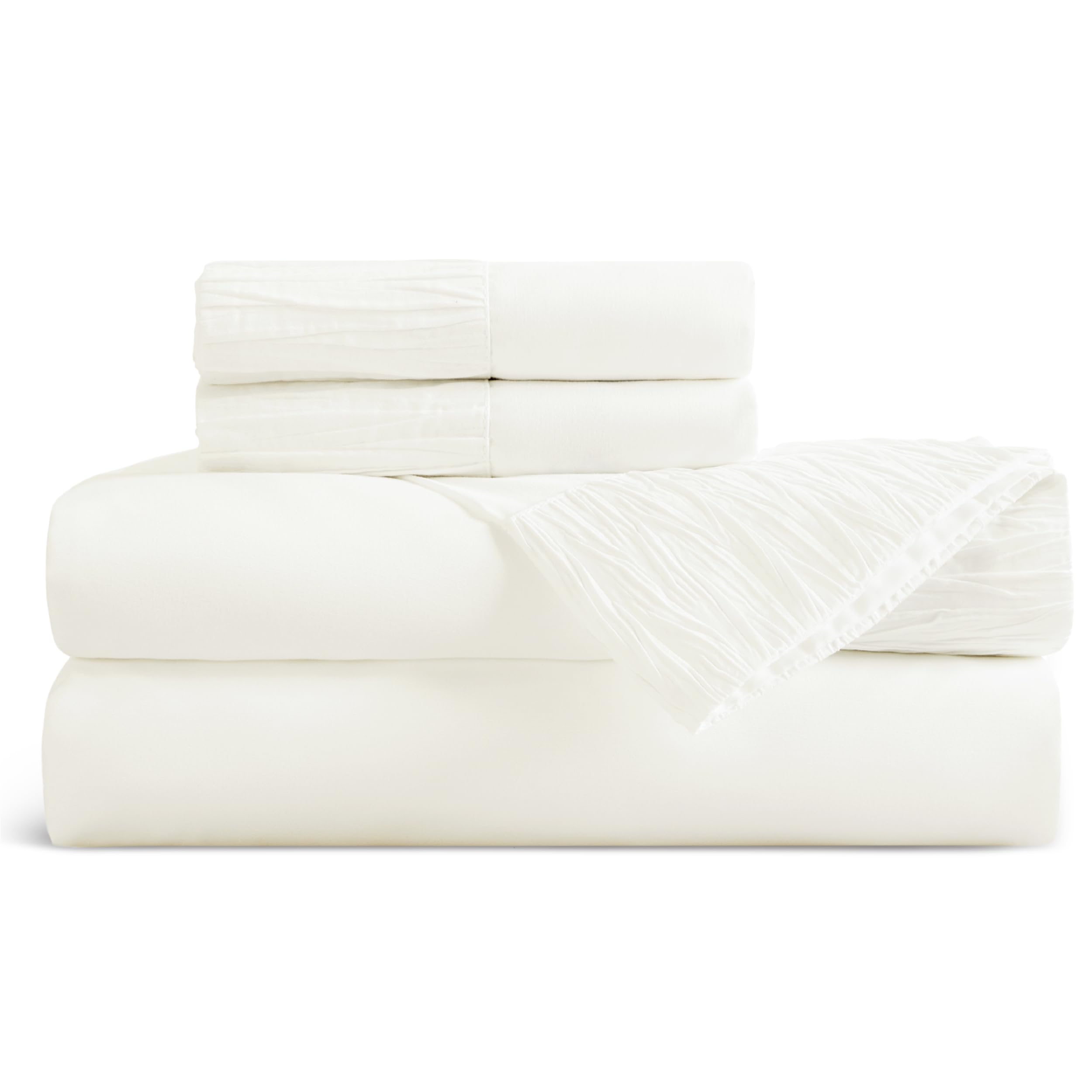 Foto 8 pulgar | Juego de Sábanas Bedsure Queen Poliéster Blanco 4 Piezas - Venta Internacional