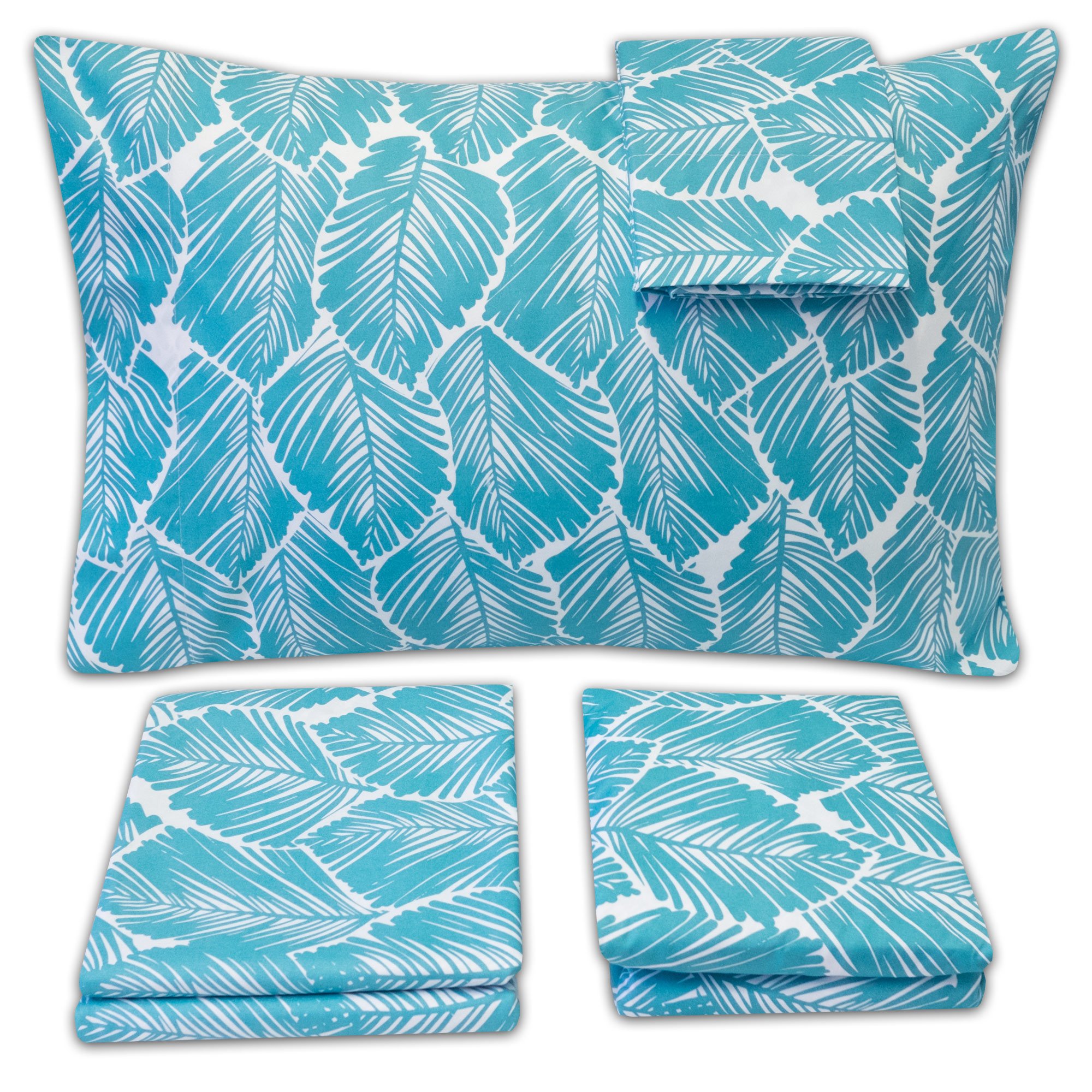 Foto 3 pulgar | Juego De Sábanas Sweet Home Collection Tropical Leaf Teal - Venta Internacional.