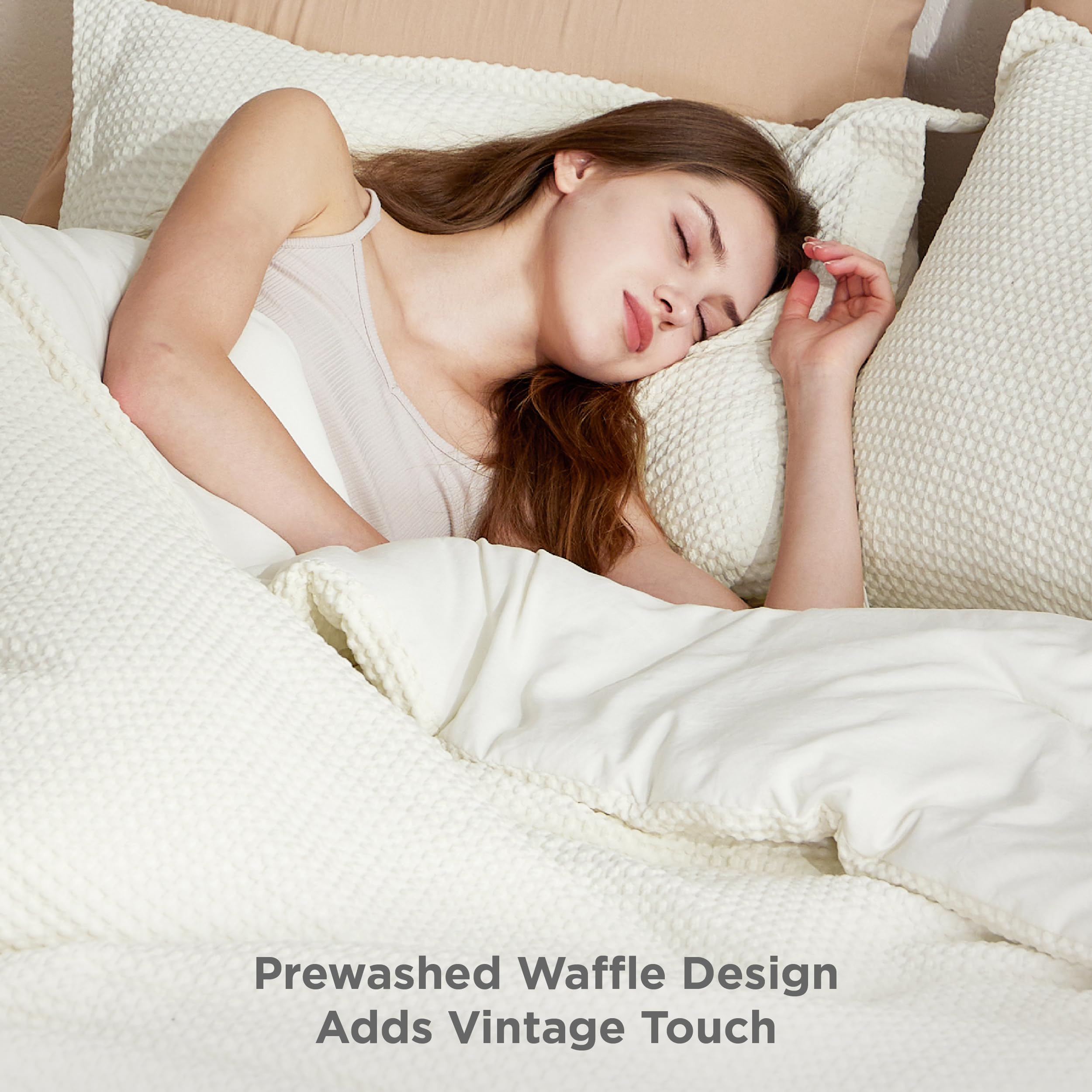 Foto 4 pulgar | Juego de Edredón Bedsure Waffle Individual Coconut White 2 Piezas - Venta Internacional