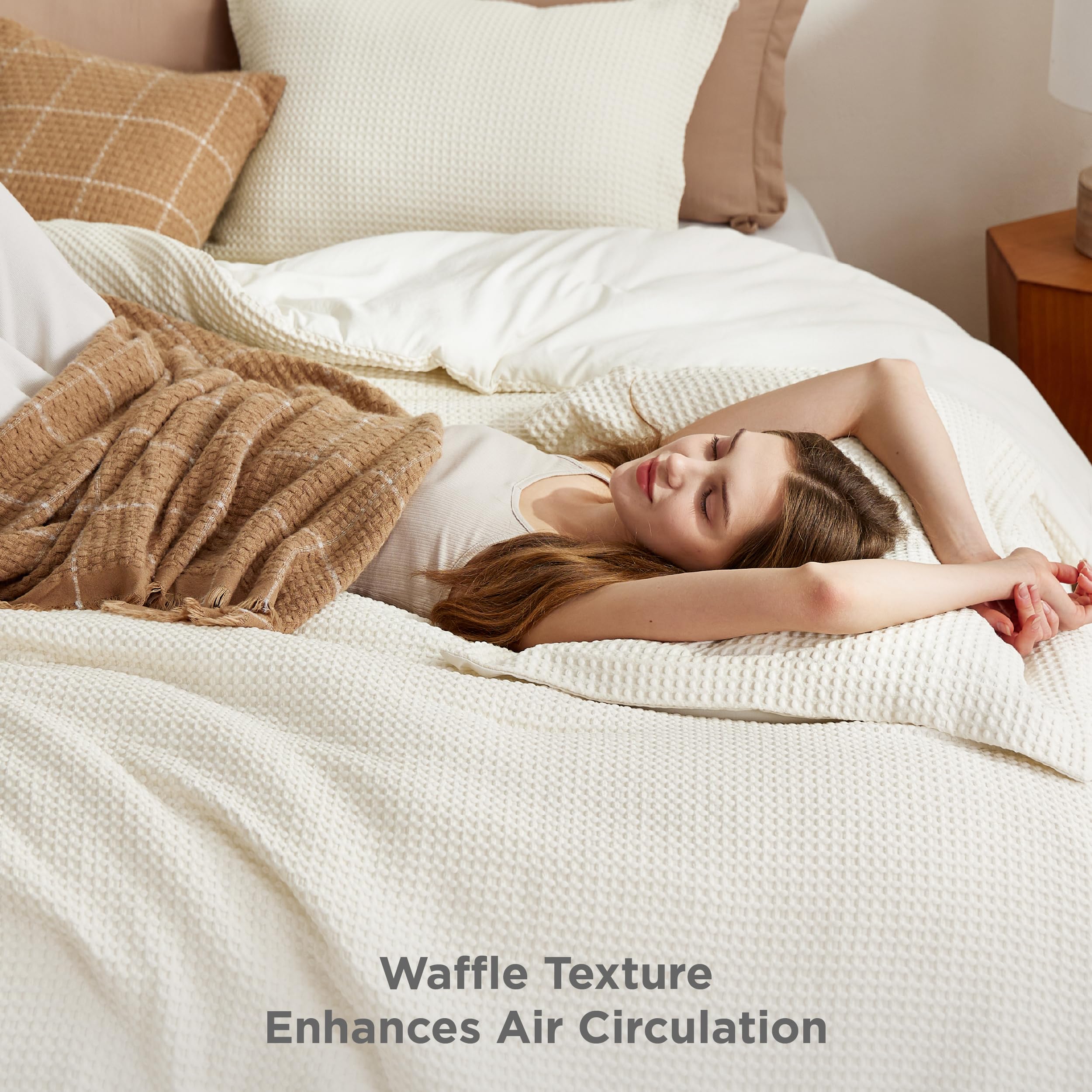 Foto 5 pulgar | Juego de Edredón Bedsure Waffle Individual Coconut White 2 Piezas - Venta Internacional