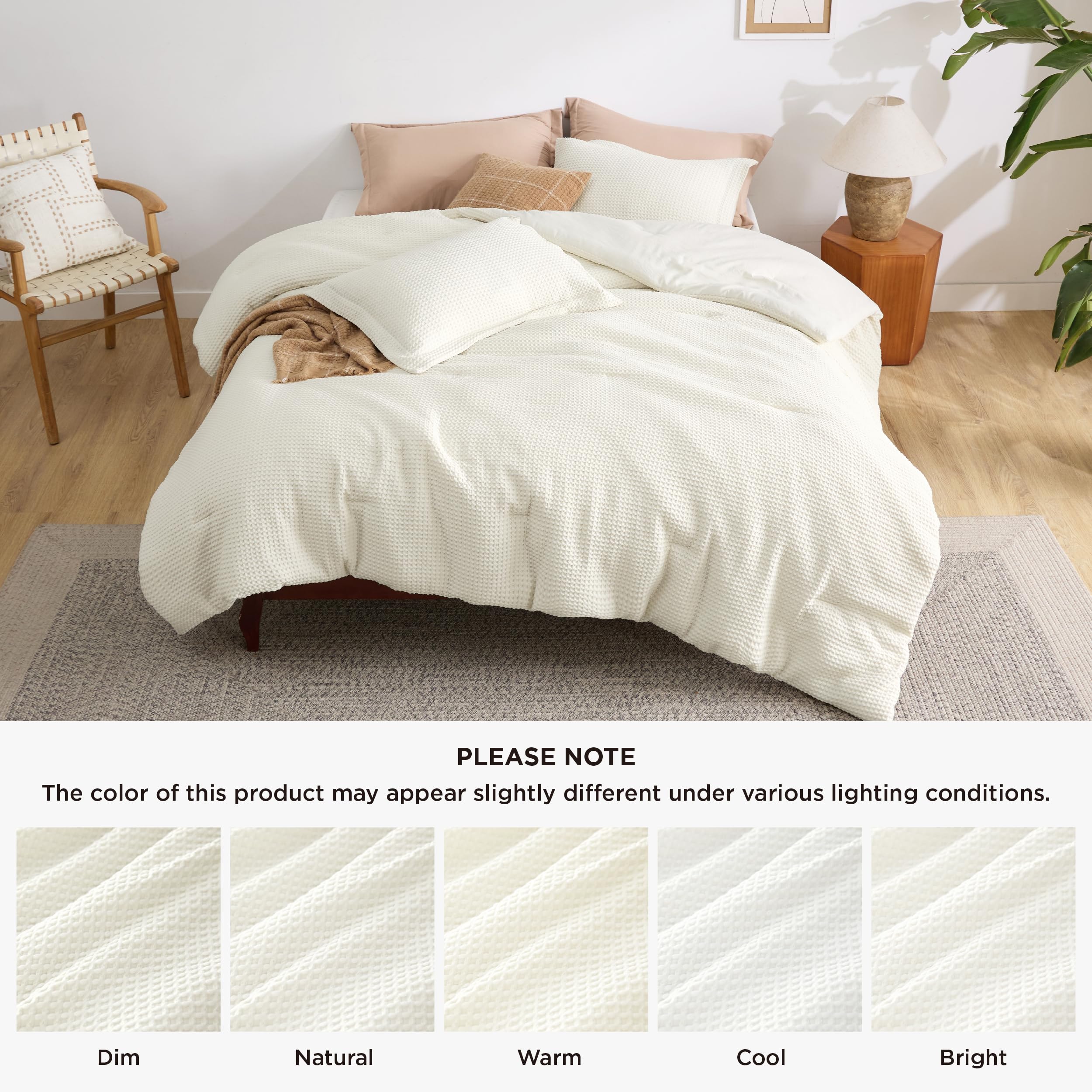 Foto 7 | Juego de Edredón Bedsure Waffle Individual Coconut White 2 Piezas - Venta Internacional