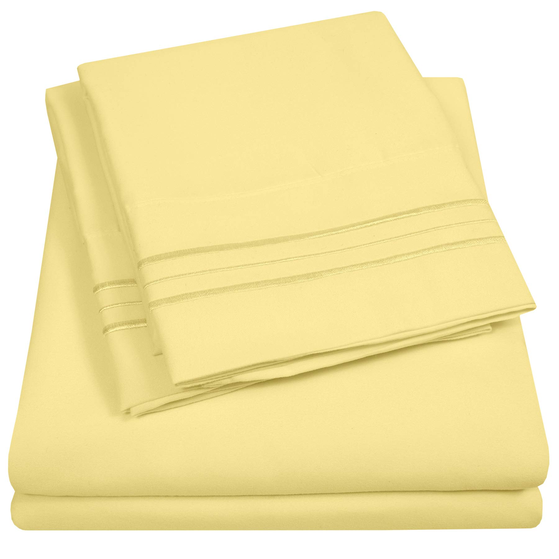 Foto 1 | Juego De Sábanas Sweet Home Collection 1500 Supreme, Color Amarillo Pálido Completo - Venta Internacional.