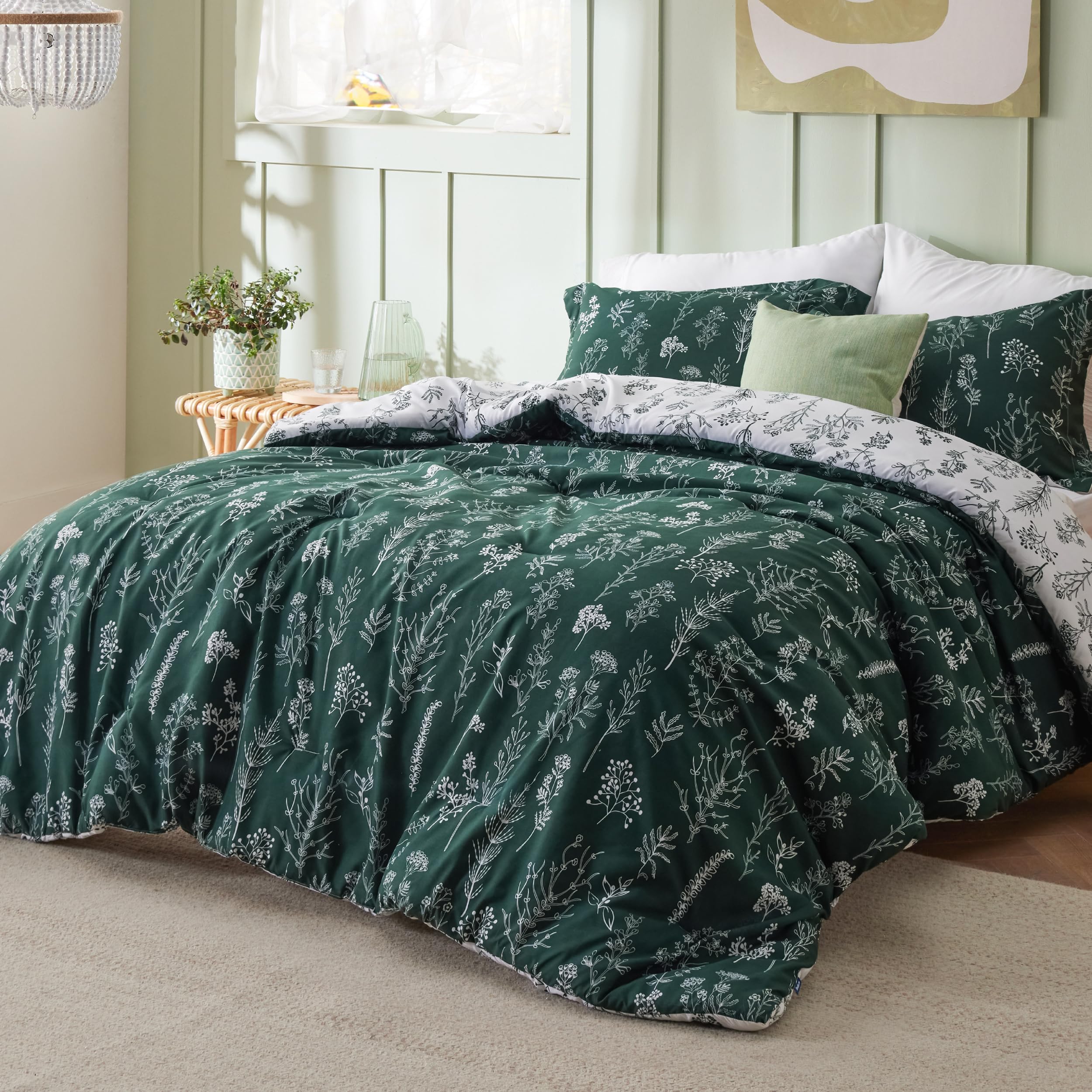 Foto 3 pulgar | Juego de Edredón Bedsure King Emerald Juego De Cama De 3 Piezas Con Estampado Floral - Venta Internacional